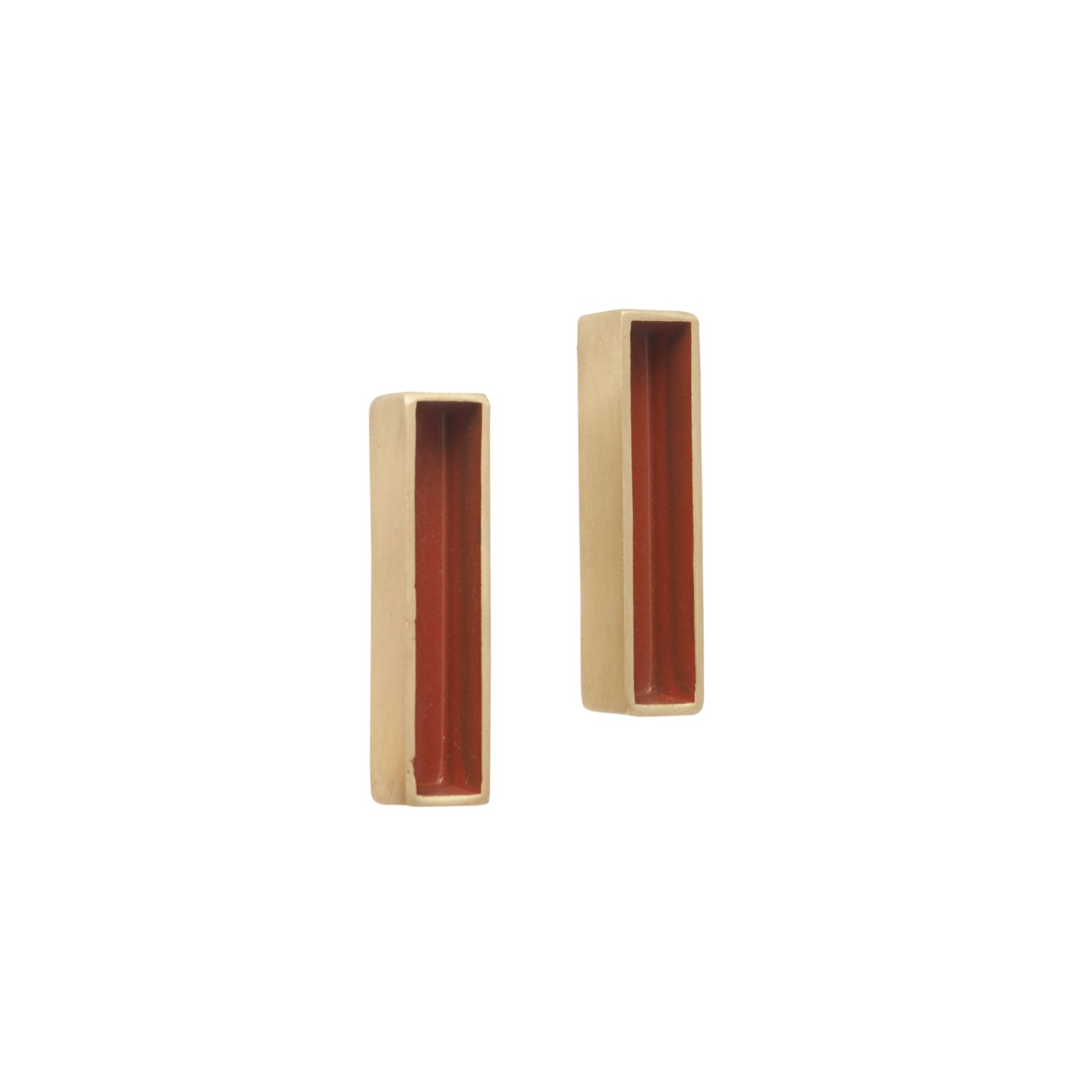 Zeworks Women's Gold / Red Ava Red Sand Stick Earrings In Multi