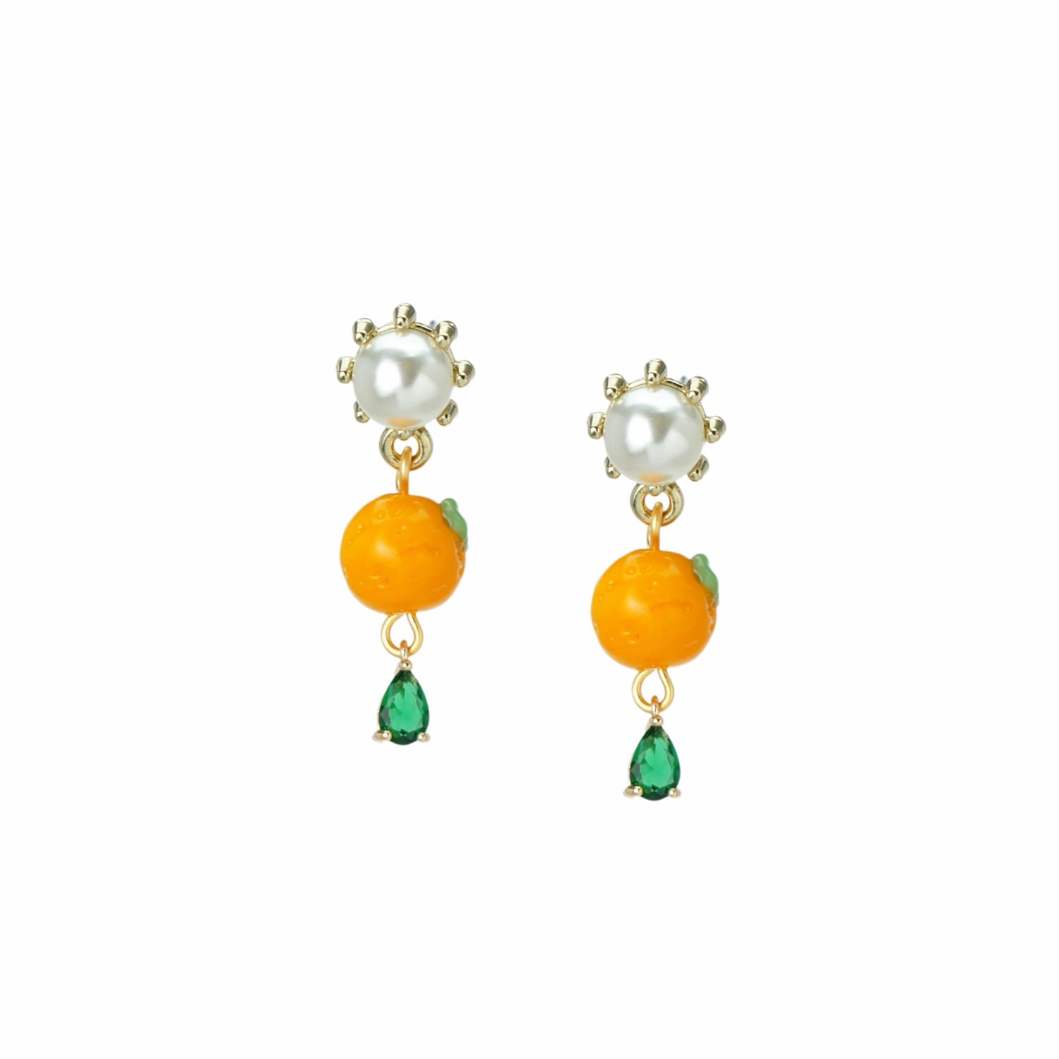 Women’s Cutie Pie Lampwork Glass Tangerine And Crystal Drop Earrings With Pearl Studs I’mmany London