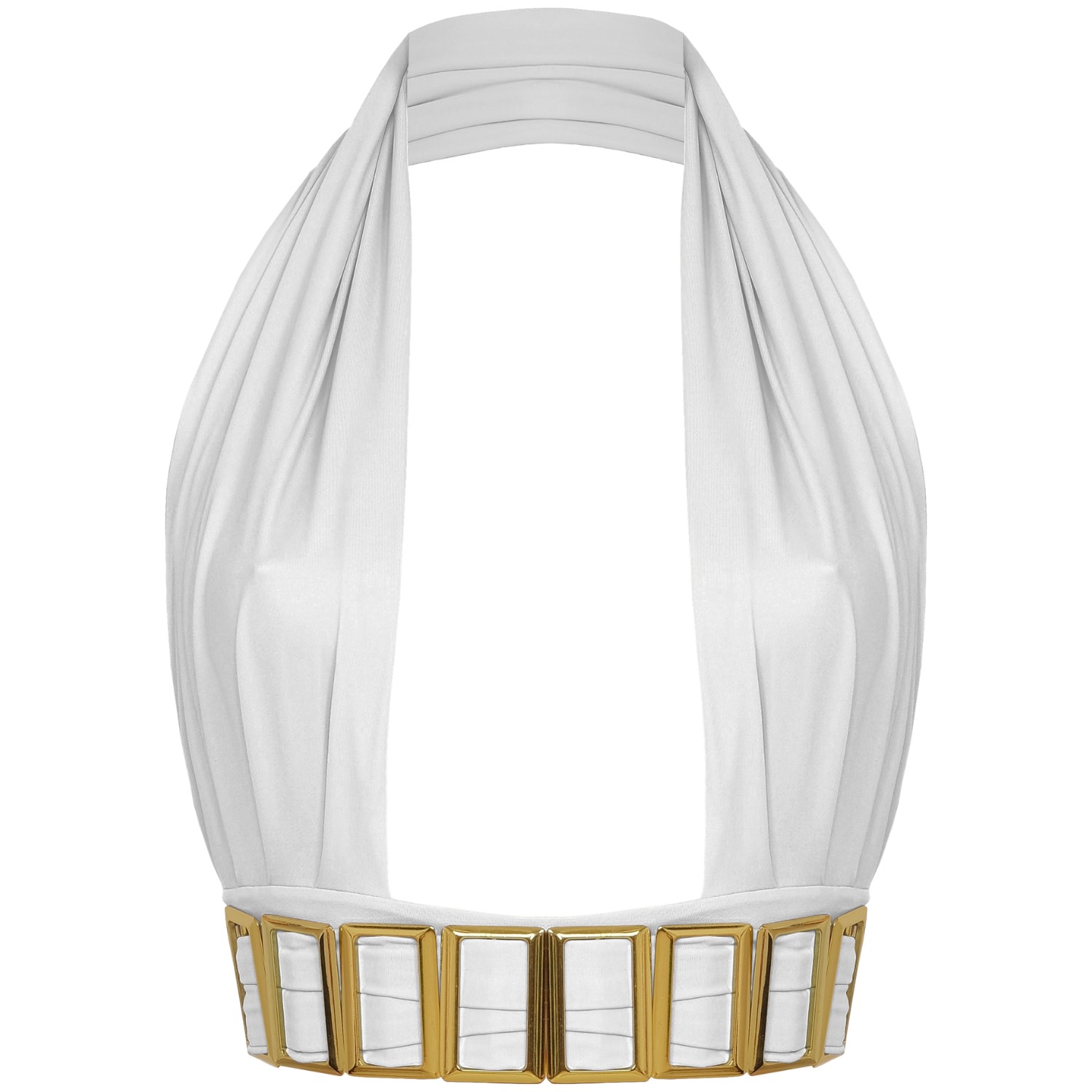 Women's Petisa Halter Neck Bikini Top With Golden Details In White | Xs/S | Antoninias