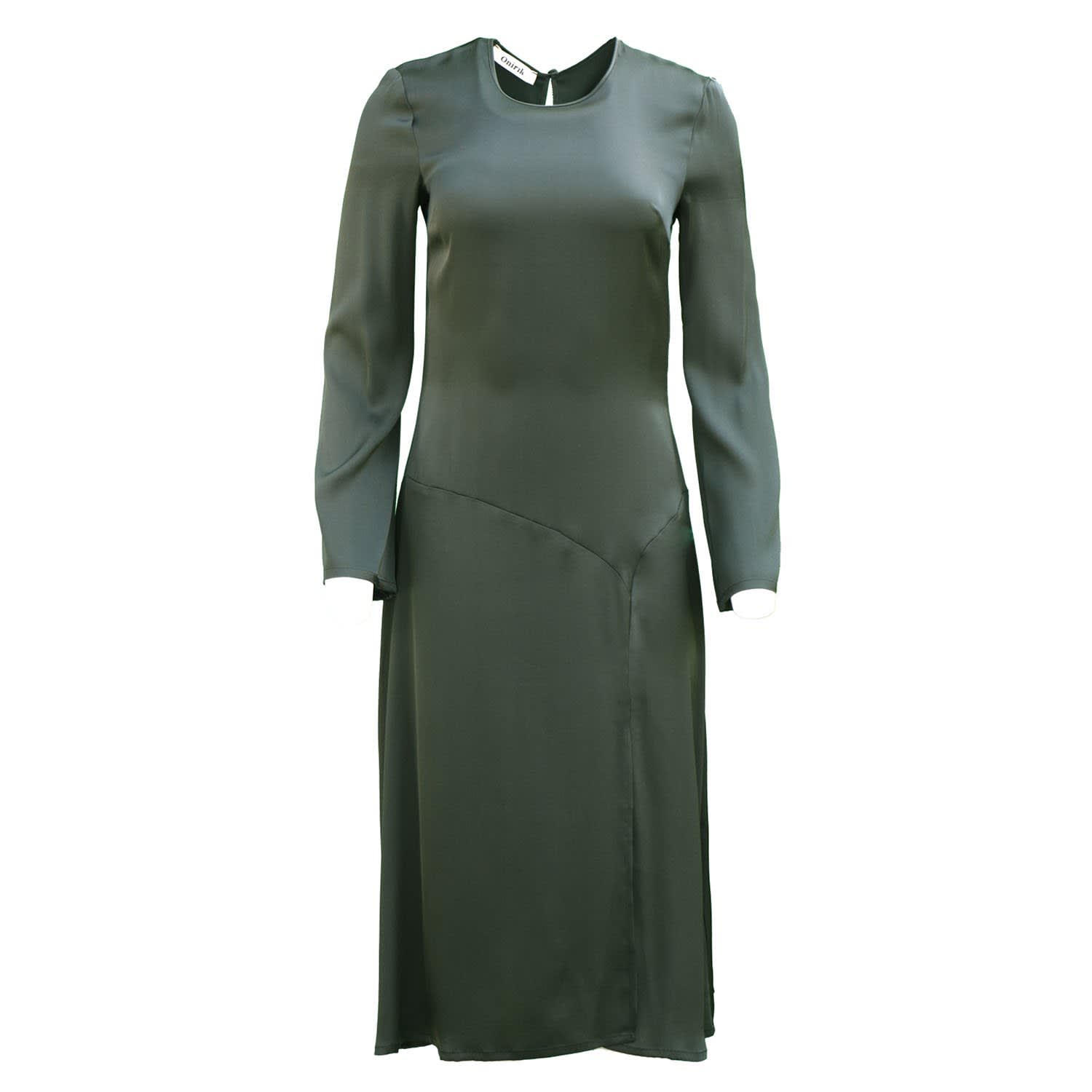 forest green silk dress