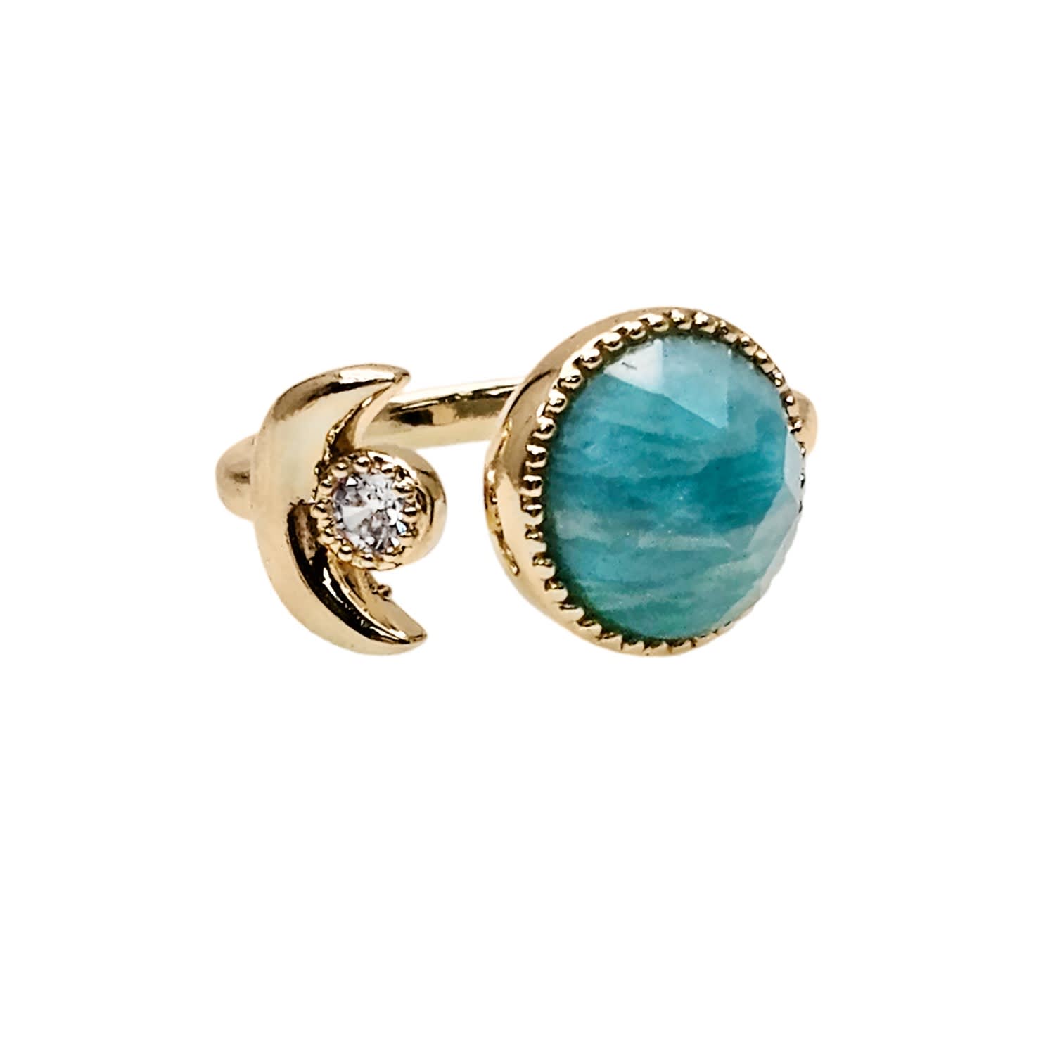 Farra Women's Green Amazonite With Zircon Open Ring