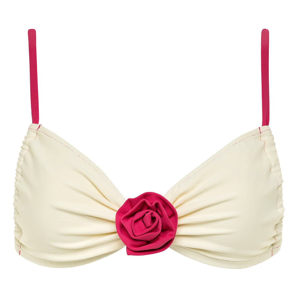 Montce Swim Women's Neutrals Cream Raspberry Binded Devin Rosa Bikini Top In White