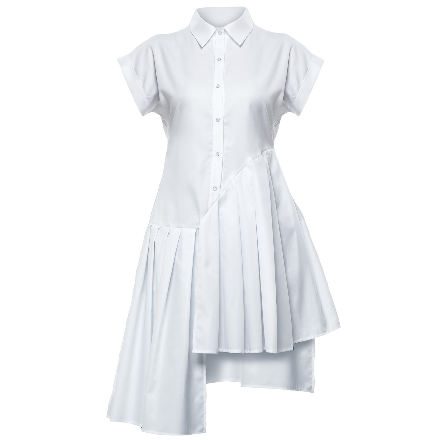 Women&rsquo;s Pleated Long Tunic Shirt In White | Extra Small | Metamorphoza