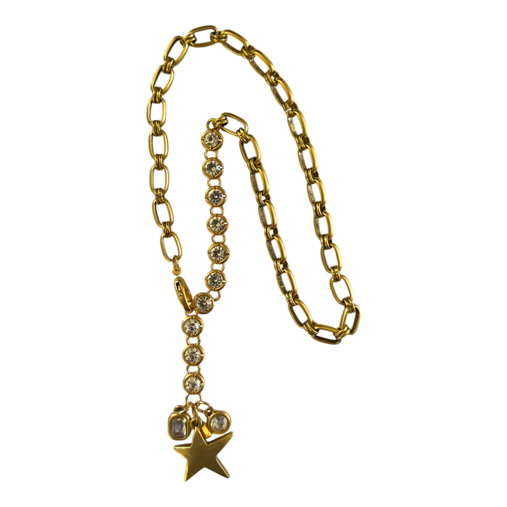 Sccollection Women's Gold Leon Rhinestone Lariat