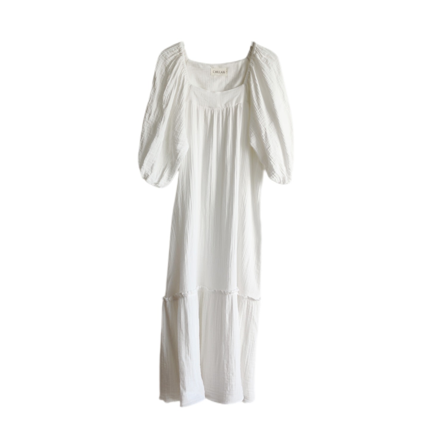 Chillax Women's Alice Organic Cotton White Maxi Dress In White