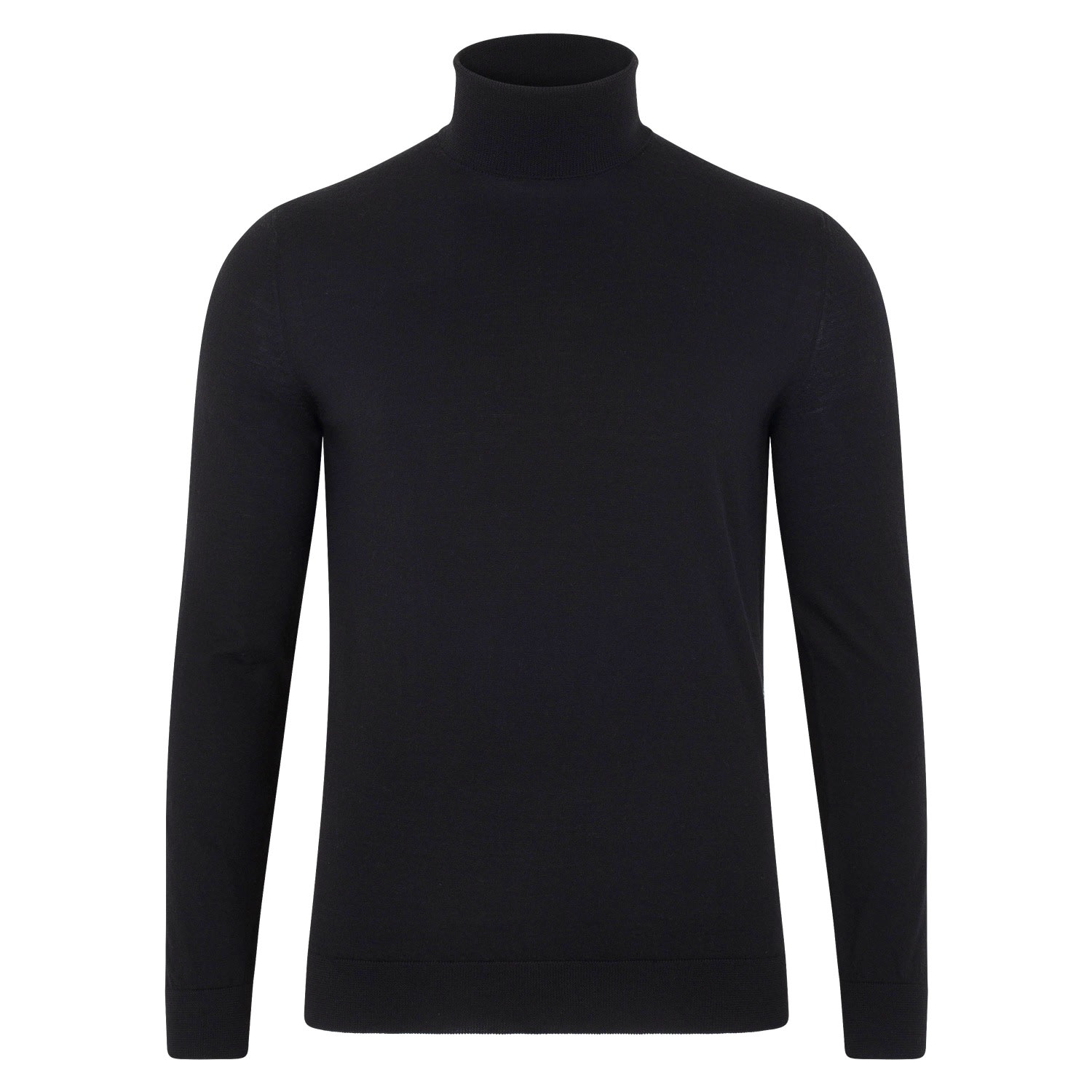 Mens Superfine Merino Silk Antonio Roll Neck Jumper - Black Medium Paul James Knitwear