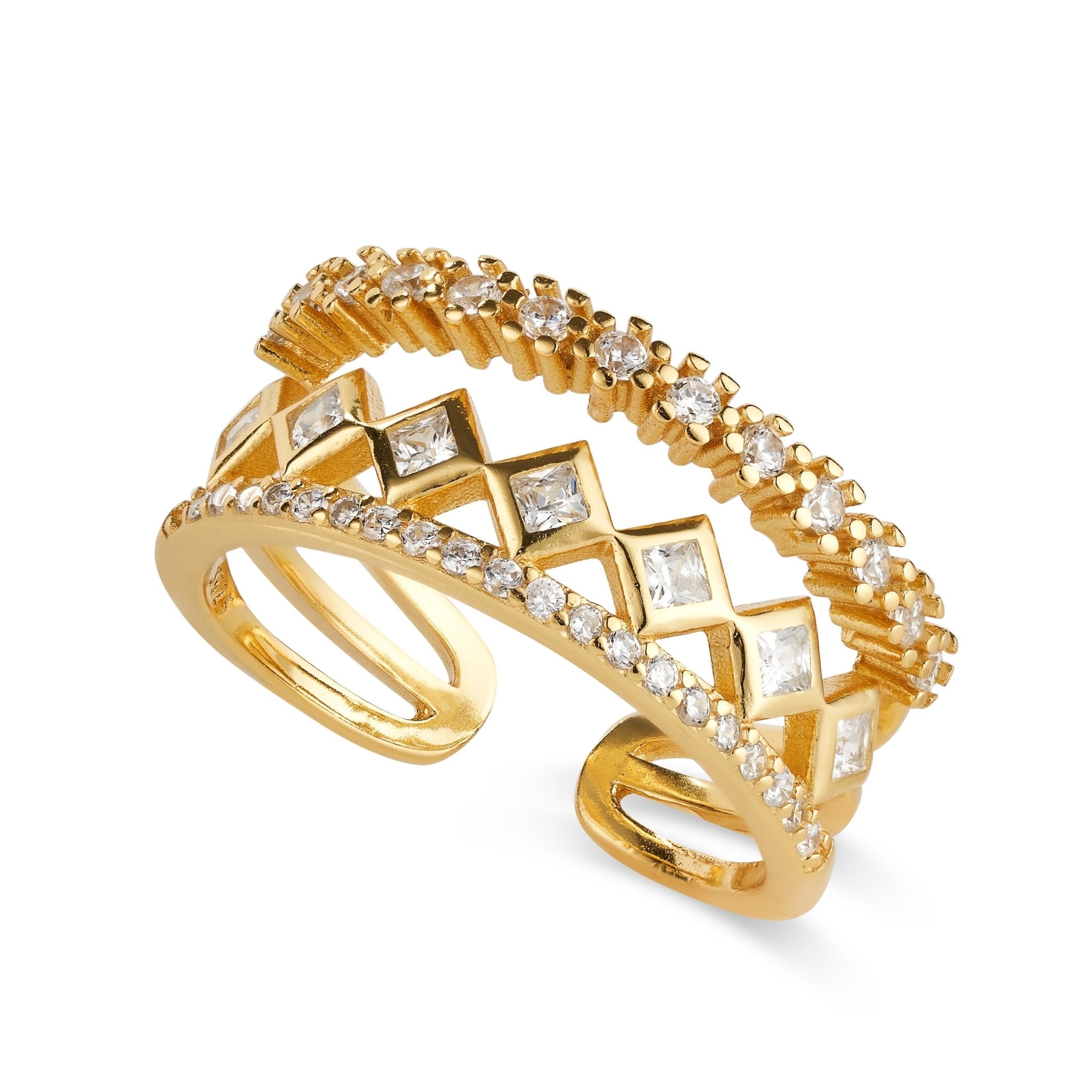 Women’s Gold Triple Band Stacking Ring Elk & Bloom - Everyday Fine Jewellery