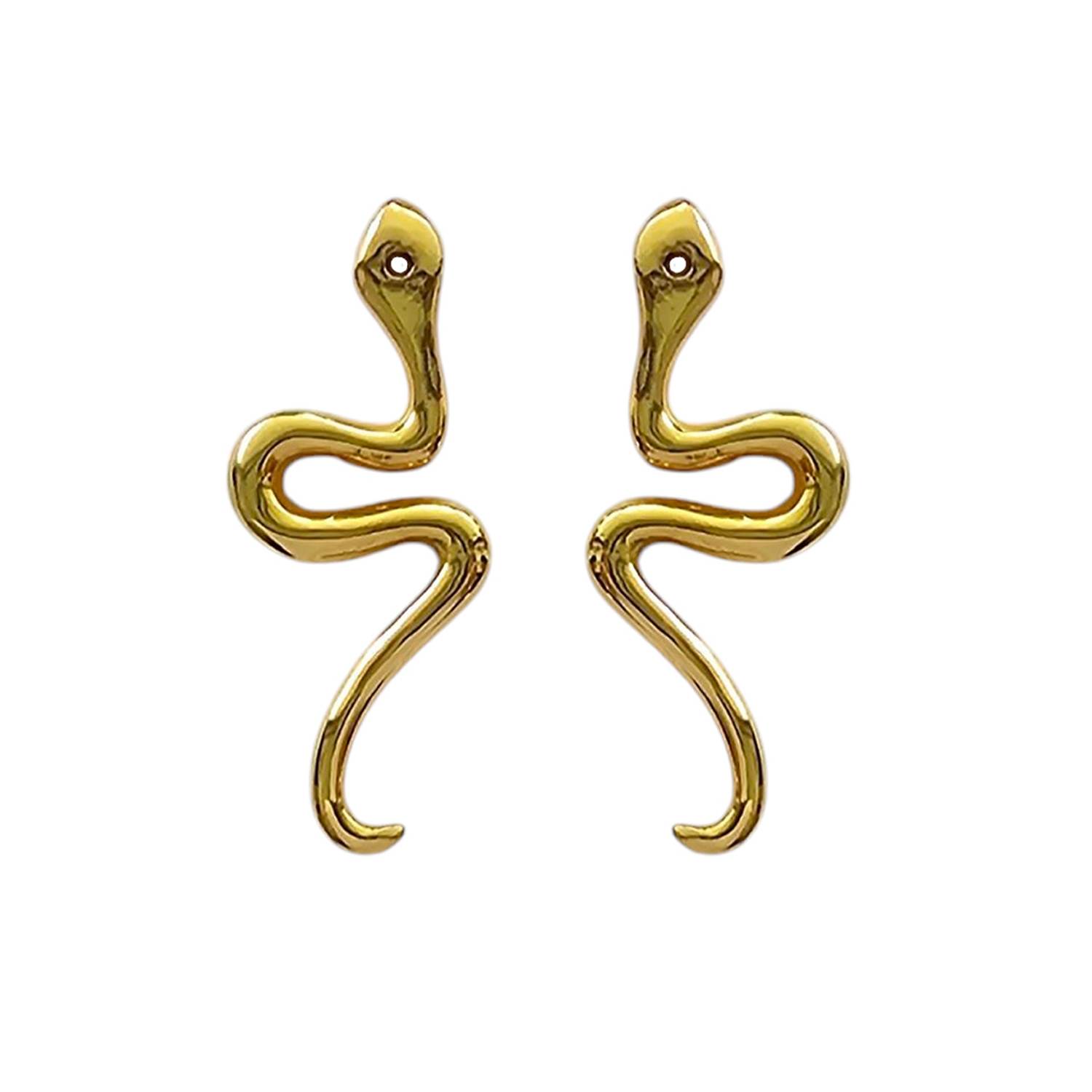 Bellatrick Women's Detachable Snake Earring Without Stones - Sterling Silver Yellow Gold Plated