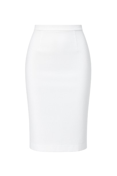 Conquista Women's White Fitted High-waisted Pencil Skirt