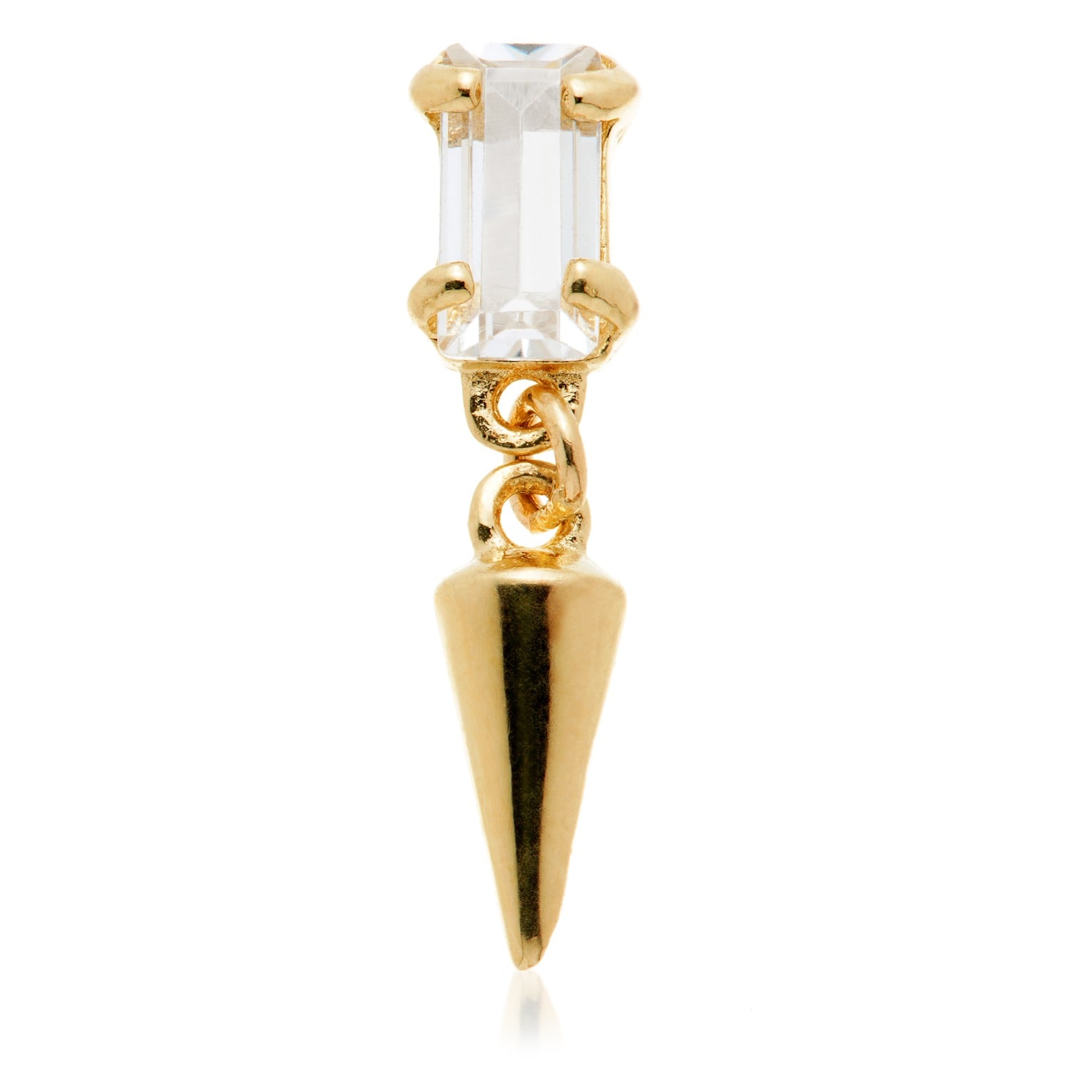 Tish Lyon Women's Virtus 14ct Solid Gold Baguette Gem Hanging Spike Flatback Stud - Gold