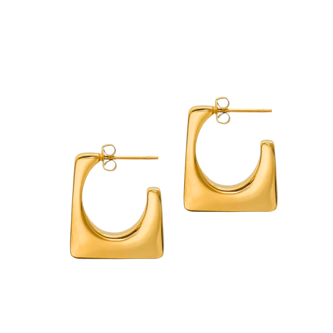 Mg Jewelry Women's Squared Off Earrings- Gold In Gold