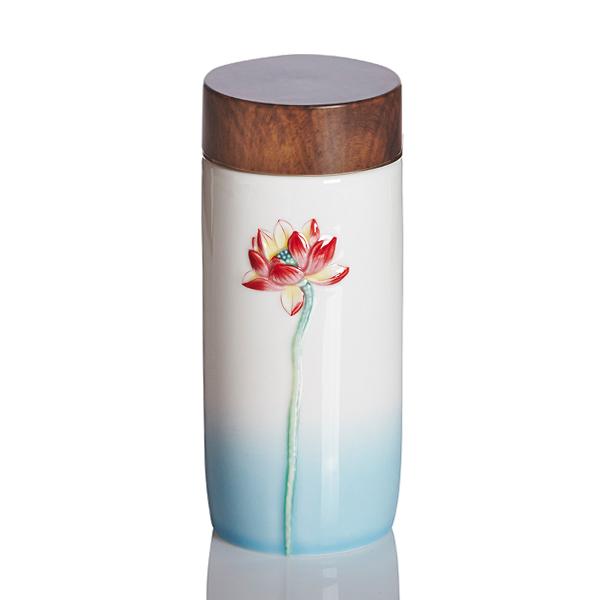 Blue / White / Red Lotus Beauty Tumbler - Blue, Red, White Acera