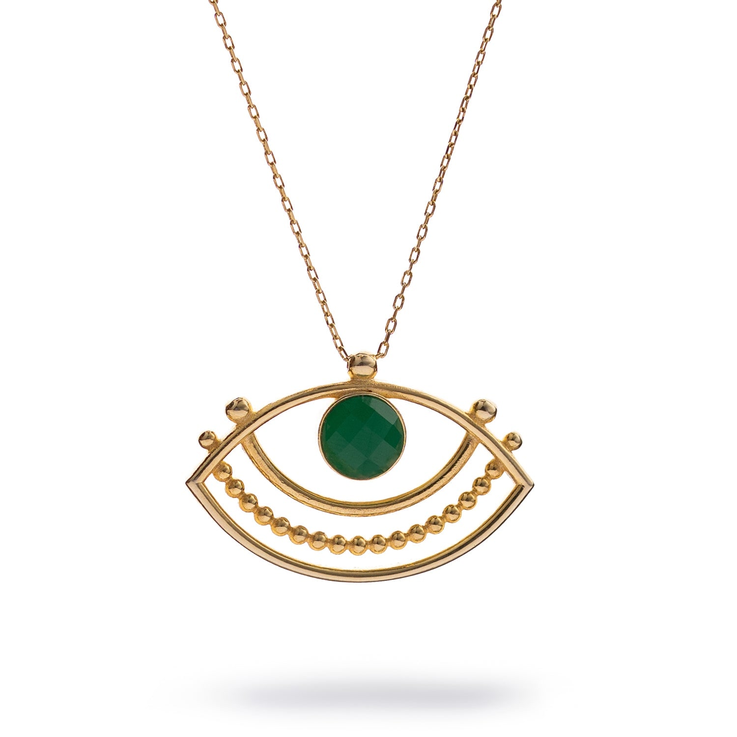 Ebru Jewelry Women's Gold / Green Eternal Vision Emerald Eye Gold Necklace - Green In Gold