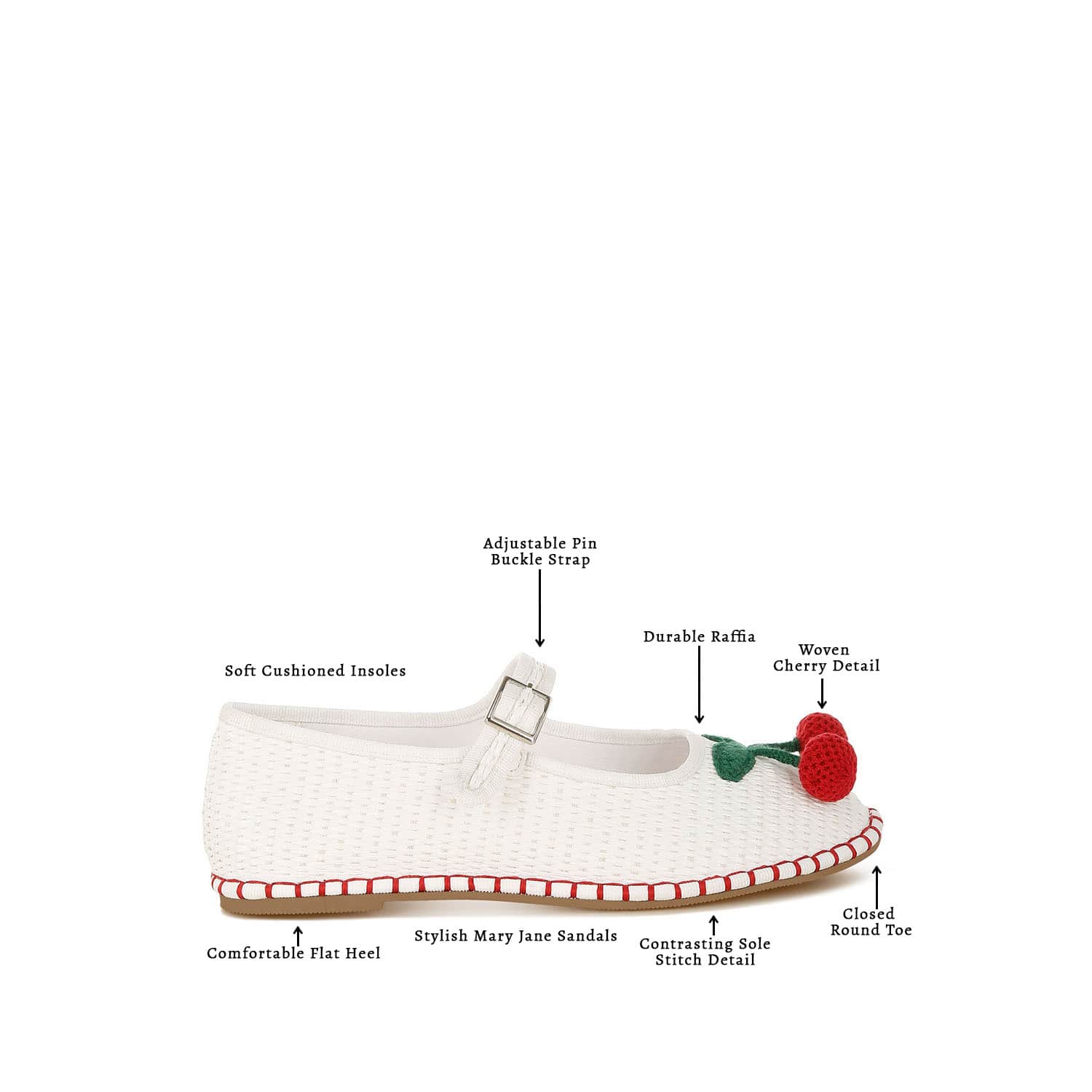 Brunch Date Cherry Accent Mary Jane Flats In White By Rag & Co