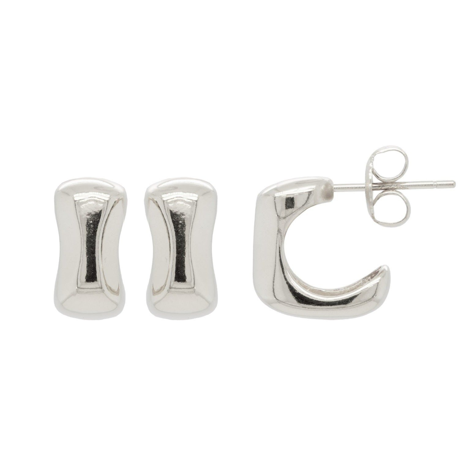 Women’s Silver Mini Square Semi Hoop Earring Undefined Jewelry