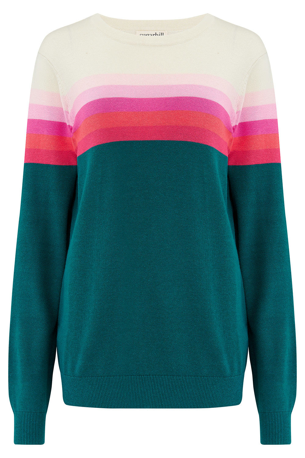 Sugarhill Brighton Women's Rita Sweater Teal Stripe In Blue
