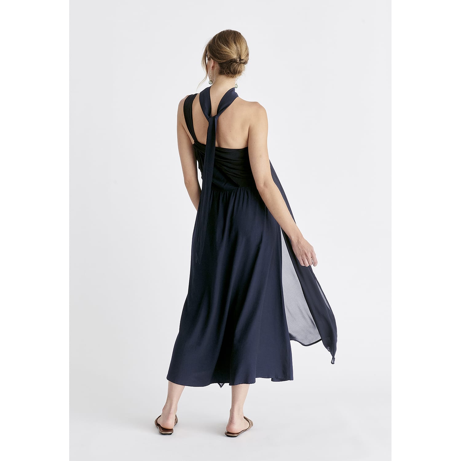 One Shoulder Flowy Dress In Navy | PAISIE | Wolf & Badger