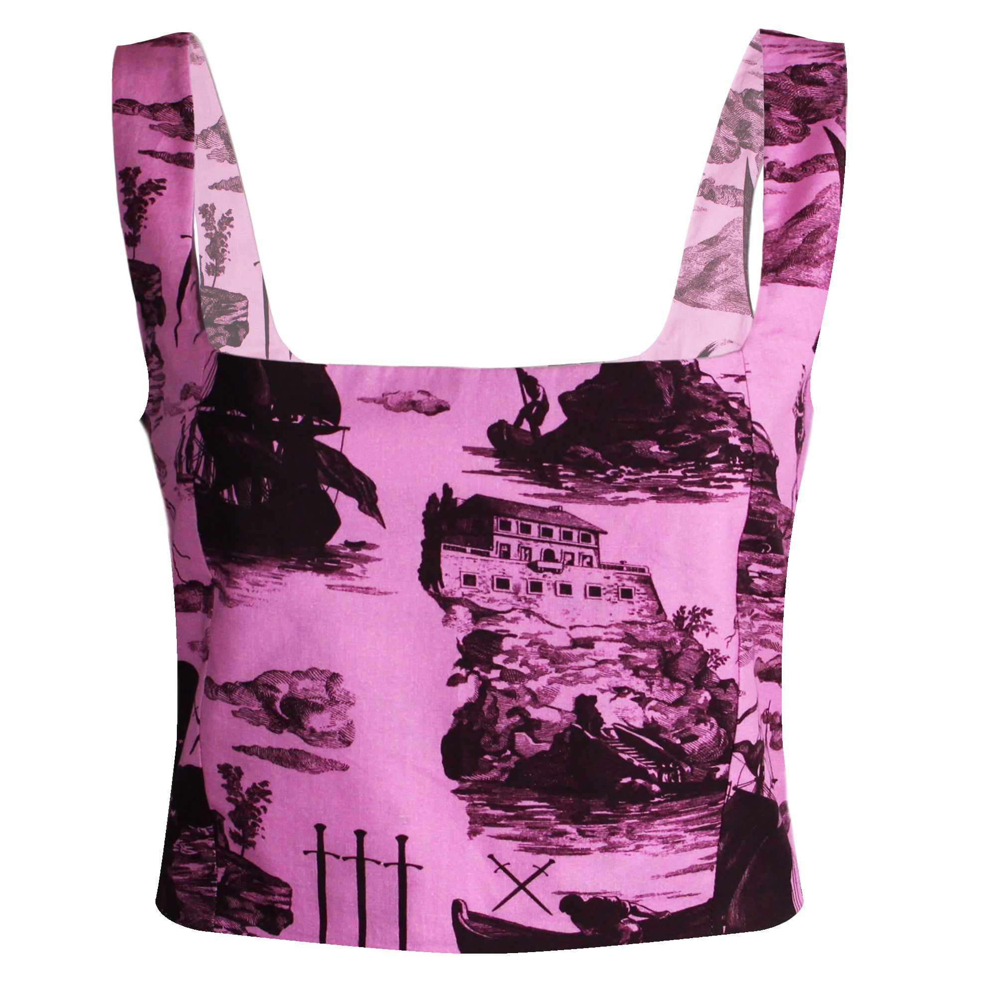 Women’s Pink / Purple May Bodice Top In Doomed Voyage Print, Sorbet Pink & Port Medium Klements