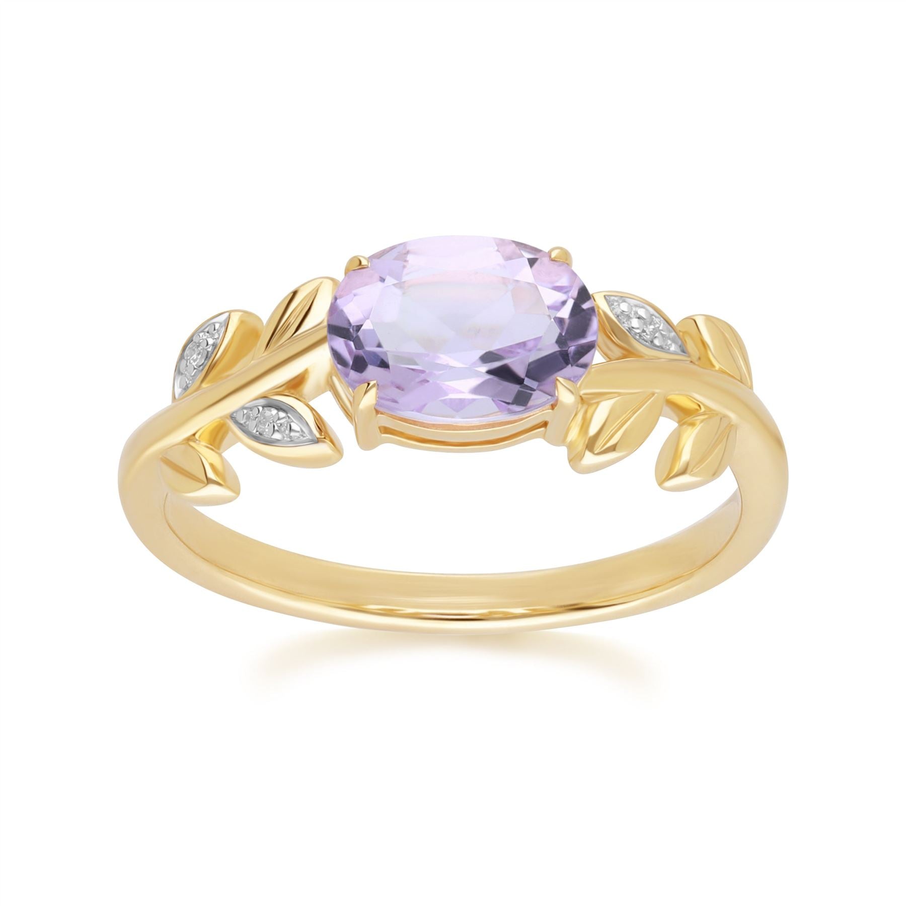 Women’s Gold / Pink / Purple Pink Amethyst & Diamond Ring In Yellow Gold Gemondo