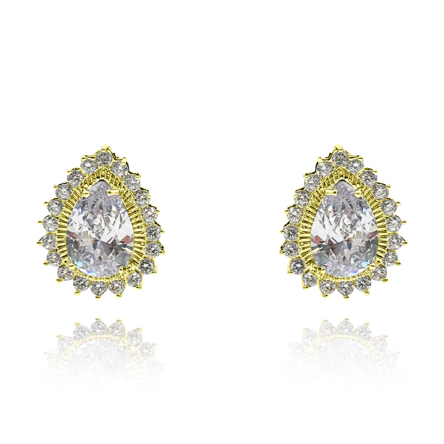 Michael Nash Jewelry Women's Gold / Neutrals Pear Shape Gold Plated Cubic Zirconium Clip On Earrings In Gold