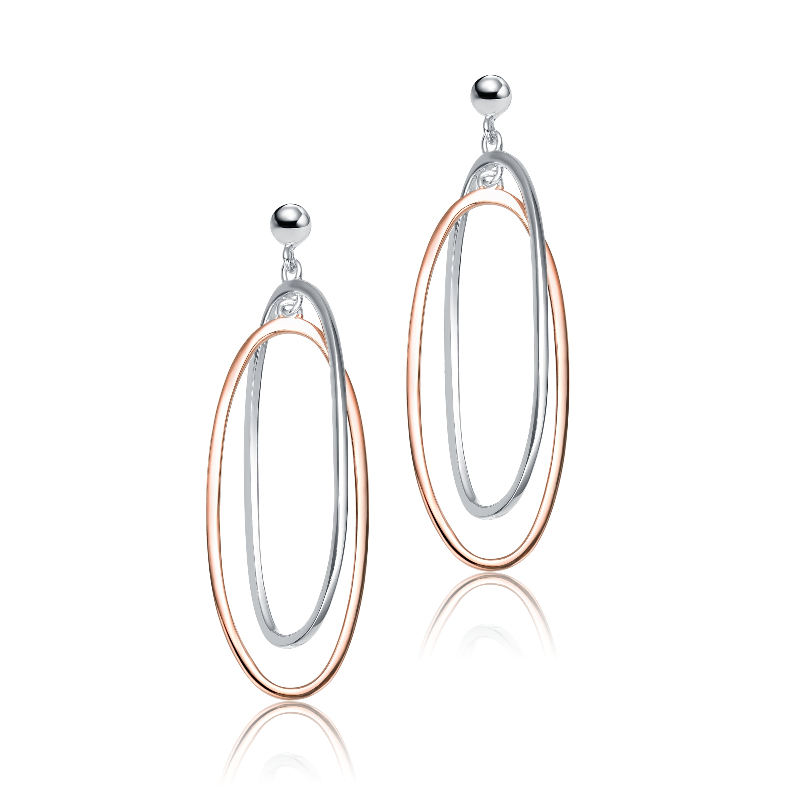 Women’s Rose Gold / Silver Elegant Sterling Silver Two-Tone Oval Earrings Genevive Jewelry