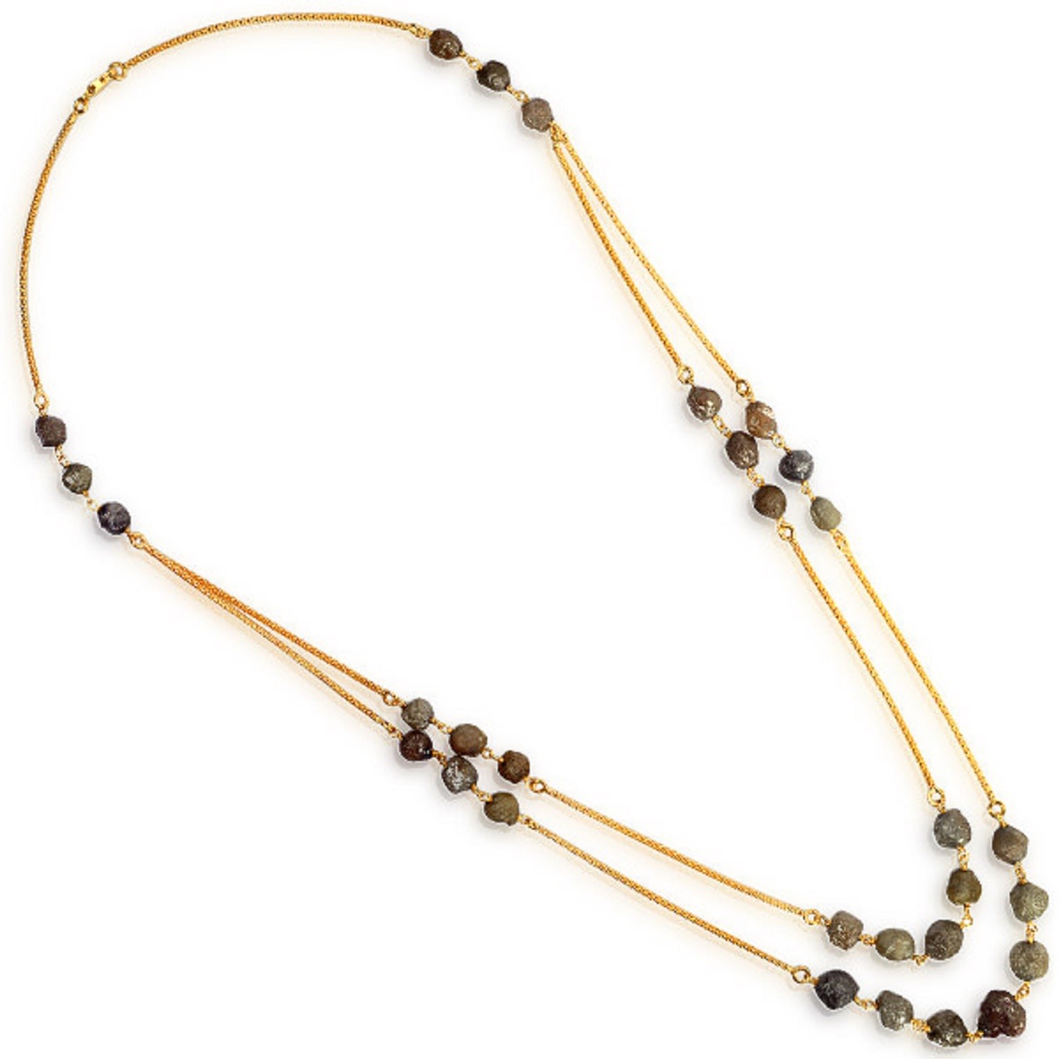 Women’s Brown / Gold Natural Ice Diamond Chain Necklace 18K Yellow Gold Jewelry Artisan