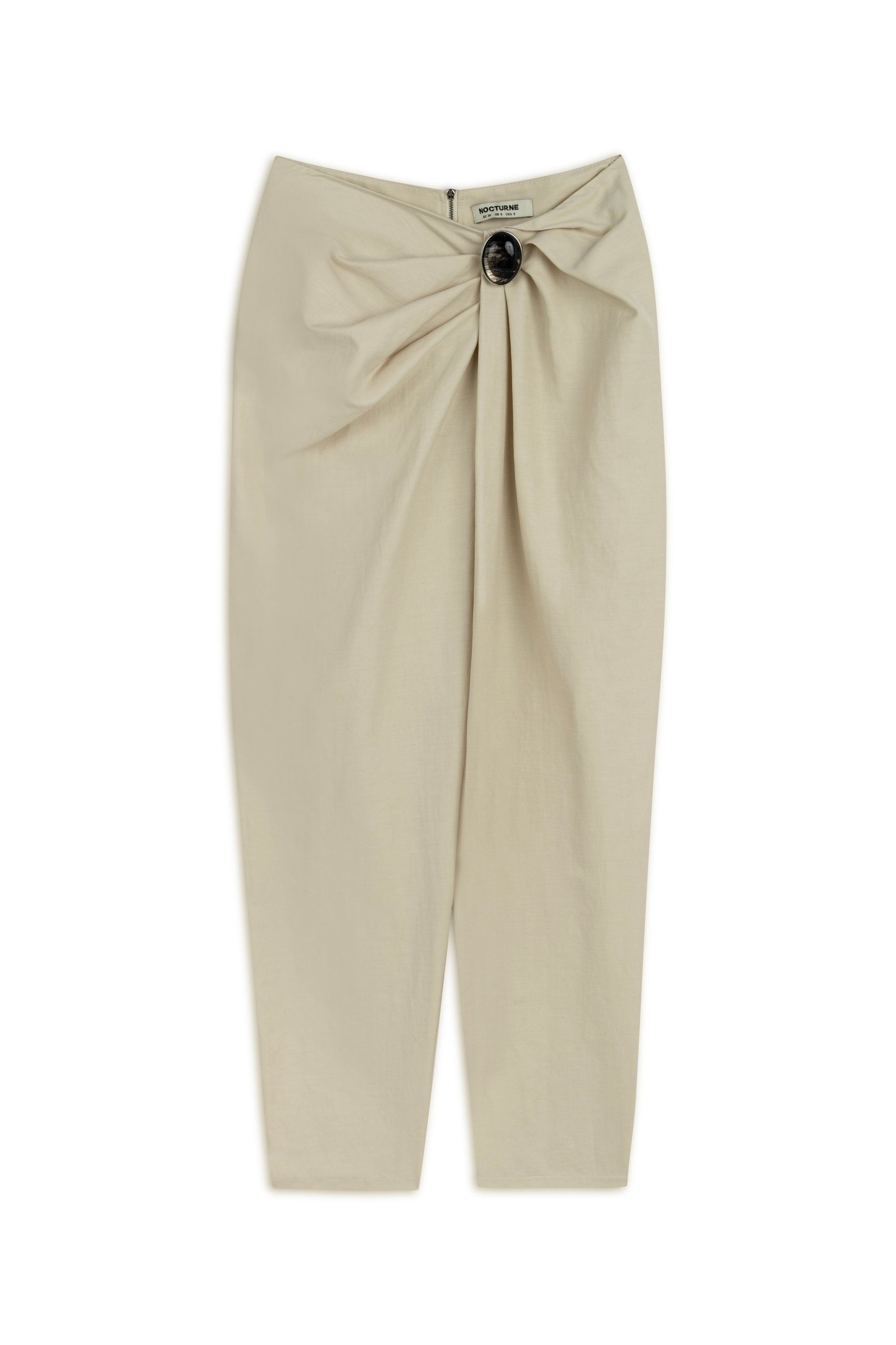 Nocturne Women's Neutrals Asymmetrical Draped Detail Pants