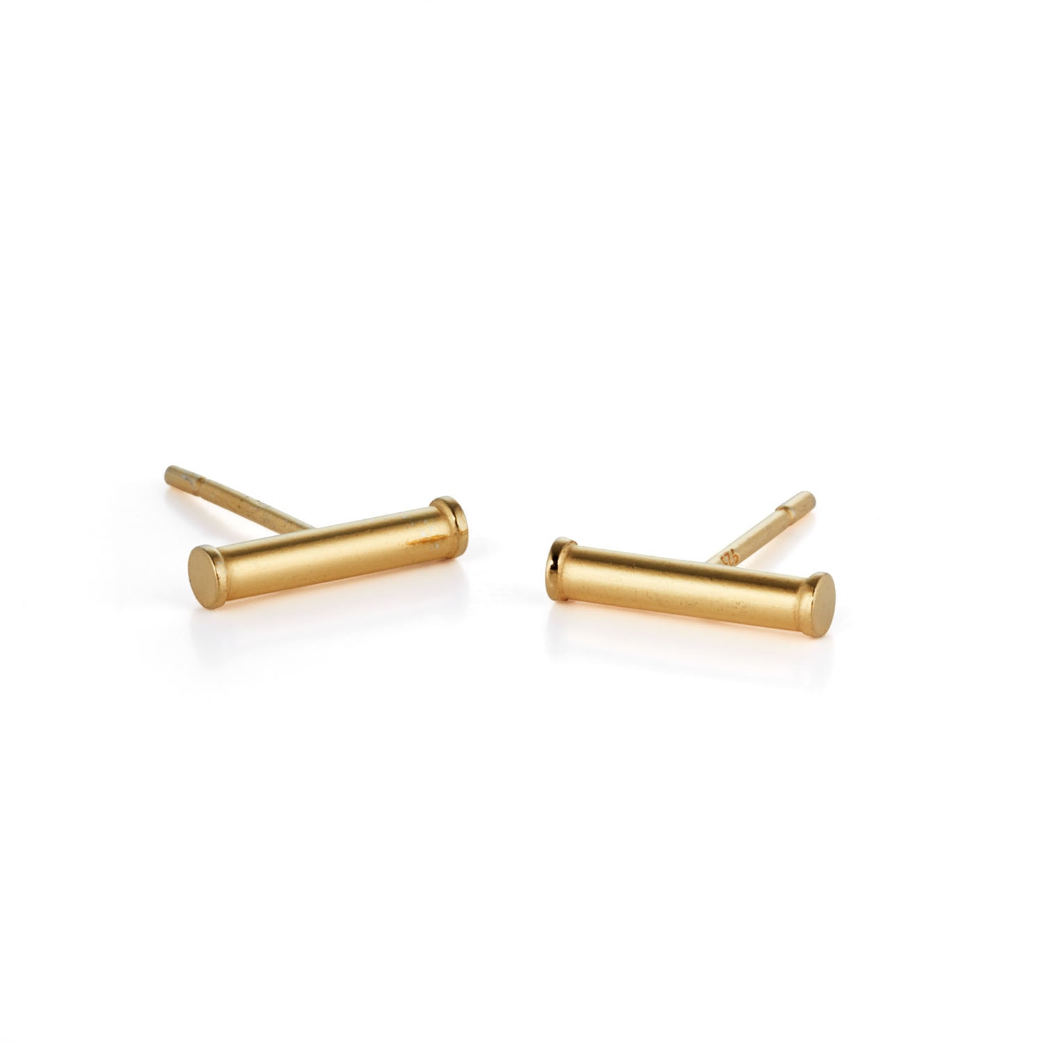 Nellou Jewellery Women's Bar Stud Earring Gold Plated Sterling Silver In Gold