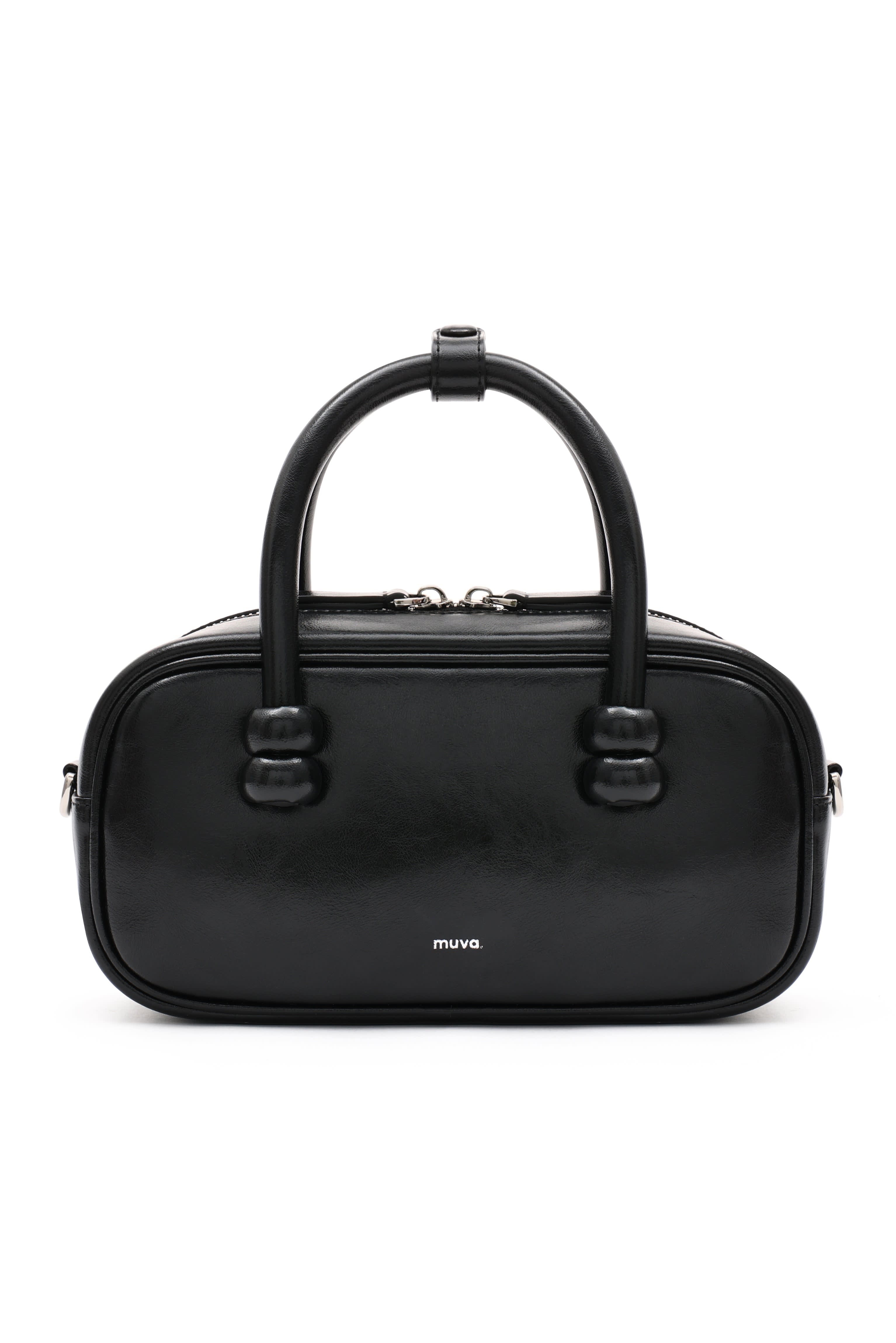 Boston Black Leather Crossbody Rectangle Bag | AMY LYNN