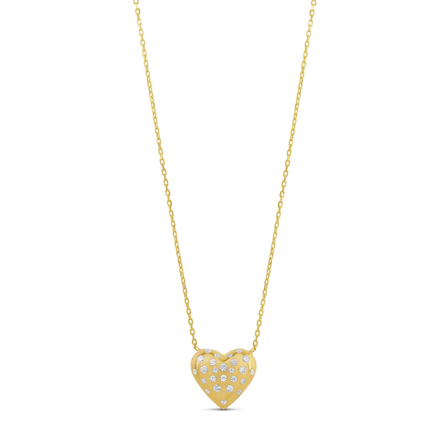 Shymi Women's Scattered Stone Puffy Heart Necklace - Gold In Gold