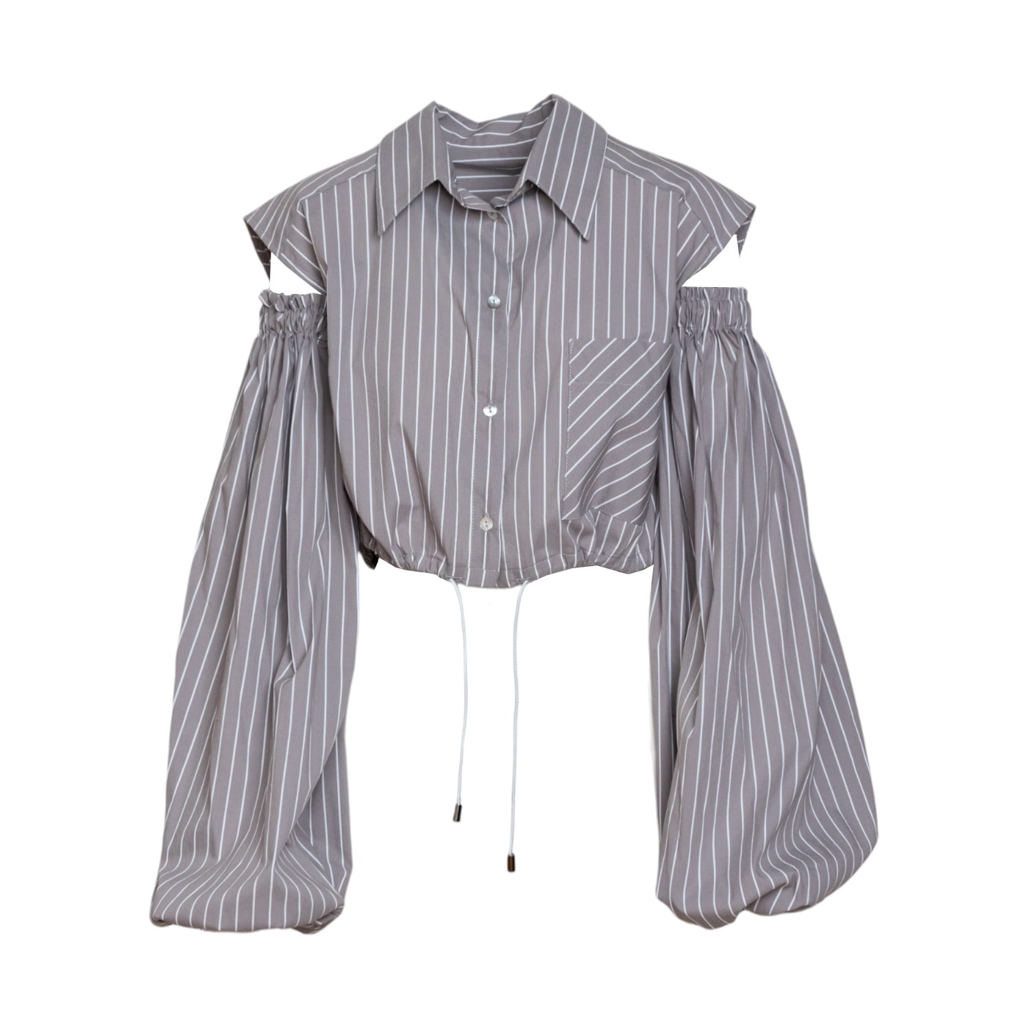 Artista Women's Grey / White Line Long Sleeve Shirt In White/grey