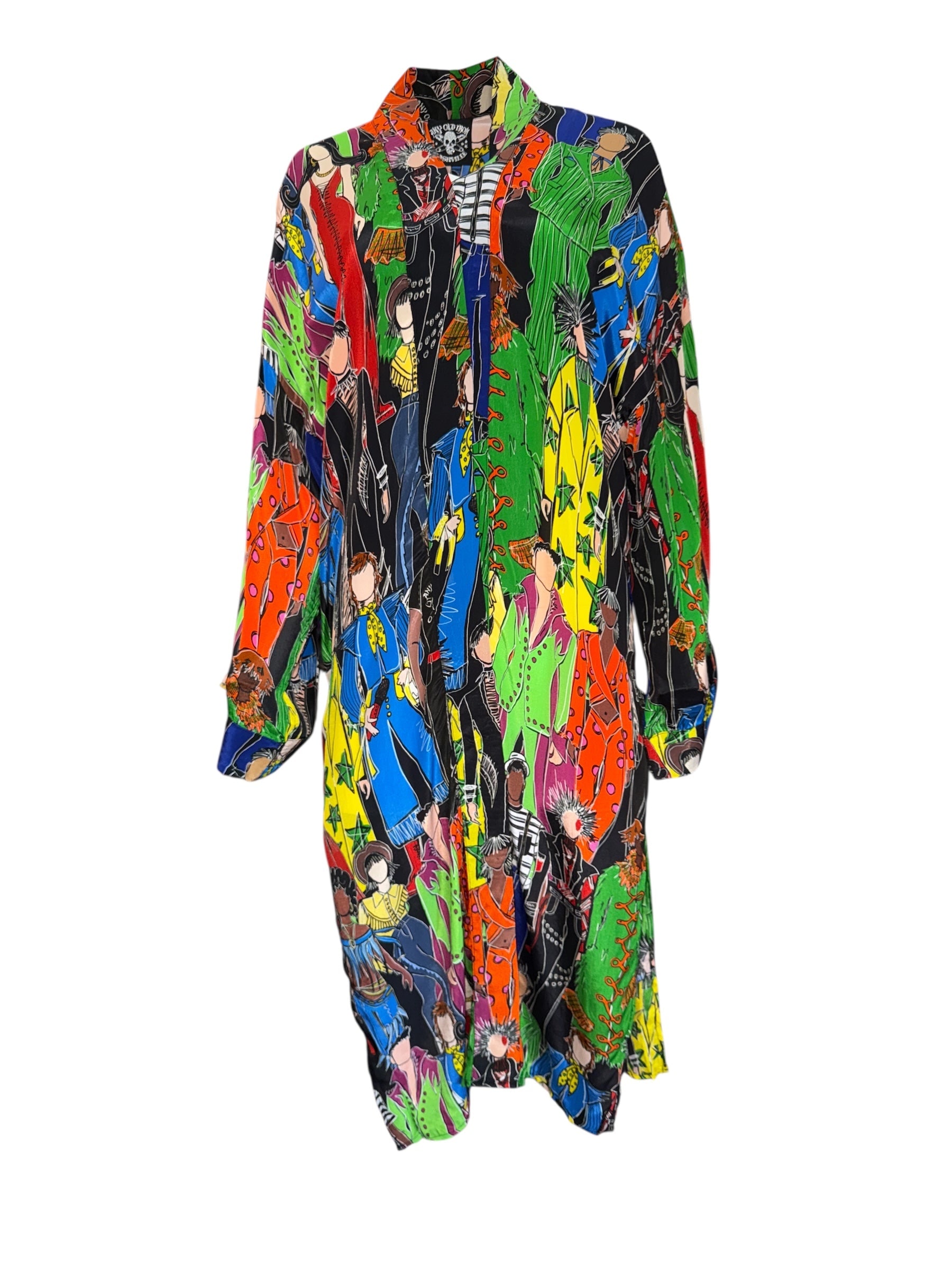 Any Old Iron Women's Black / Yellow / Orange Multicolor Heroes Printed Duster In Animal Print