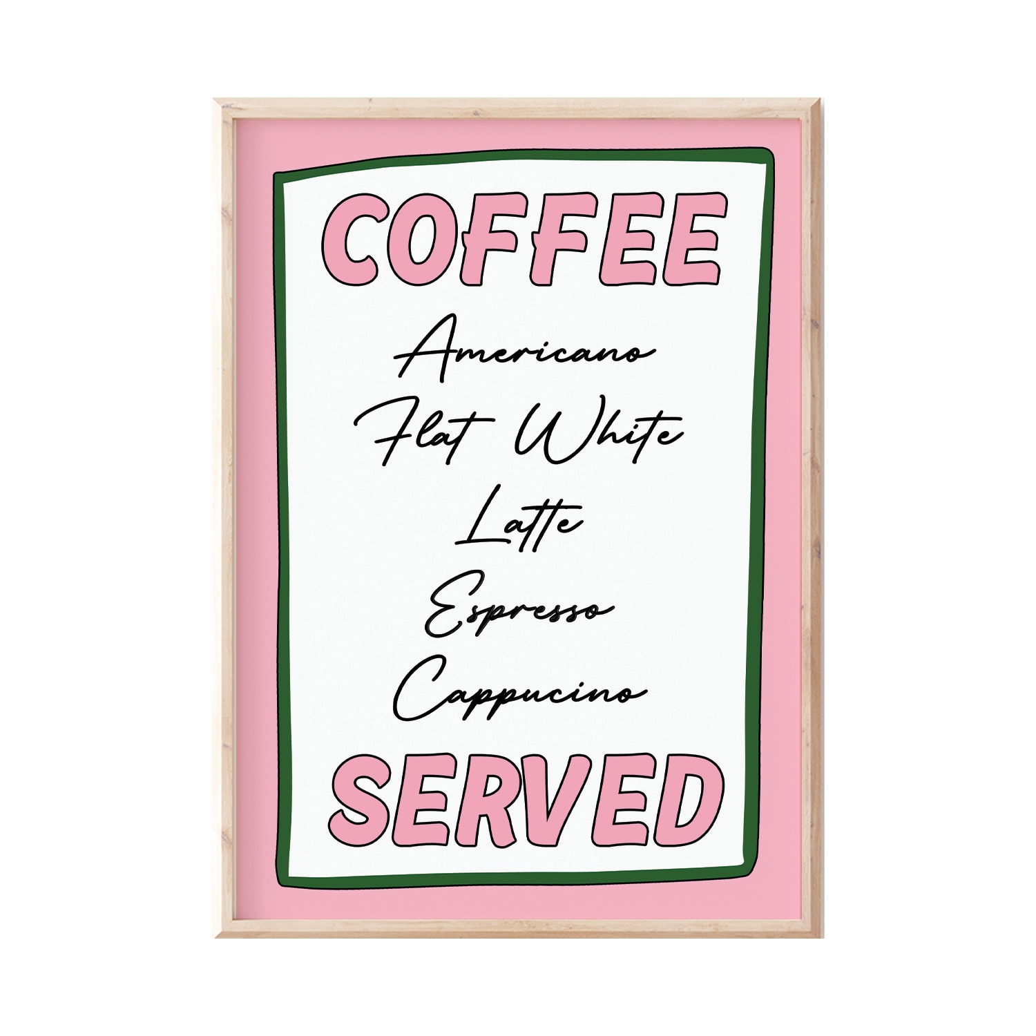 Pink / Purple / White A3 Coffee Served Pink Print Sofe Store