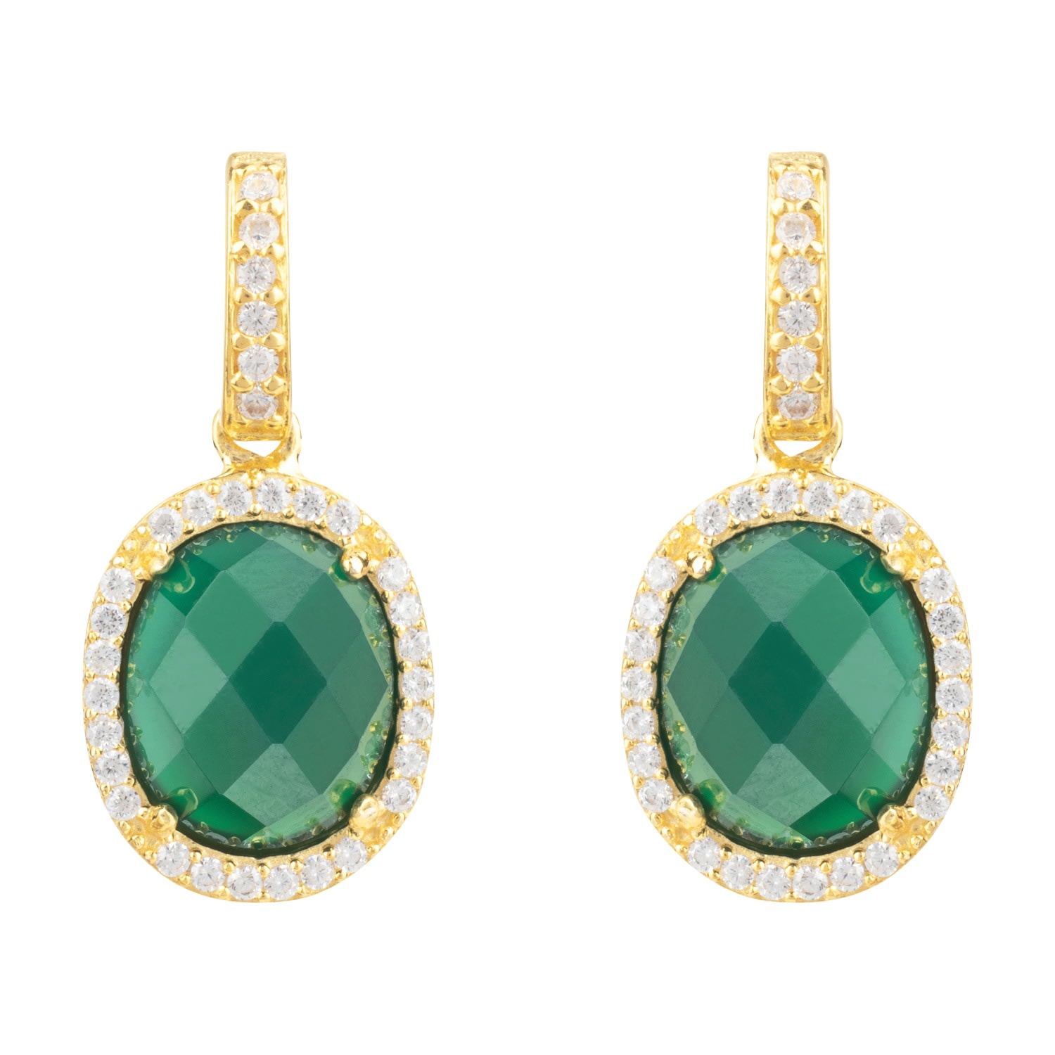 Women’s Green / Gold Beatrice Oval Gemstone Drop Earrings Gold Green Onyx Latelita