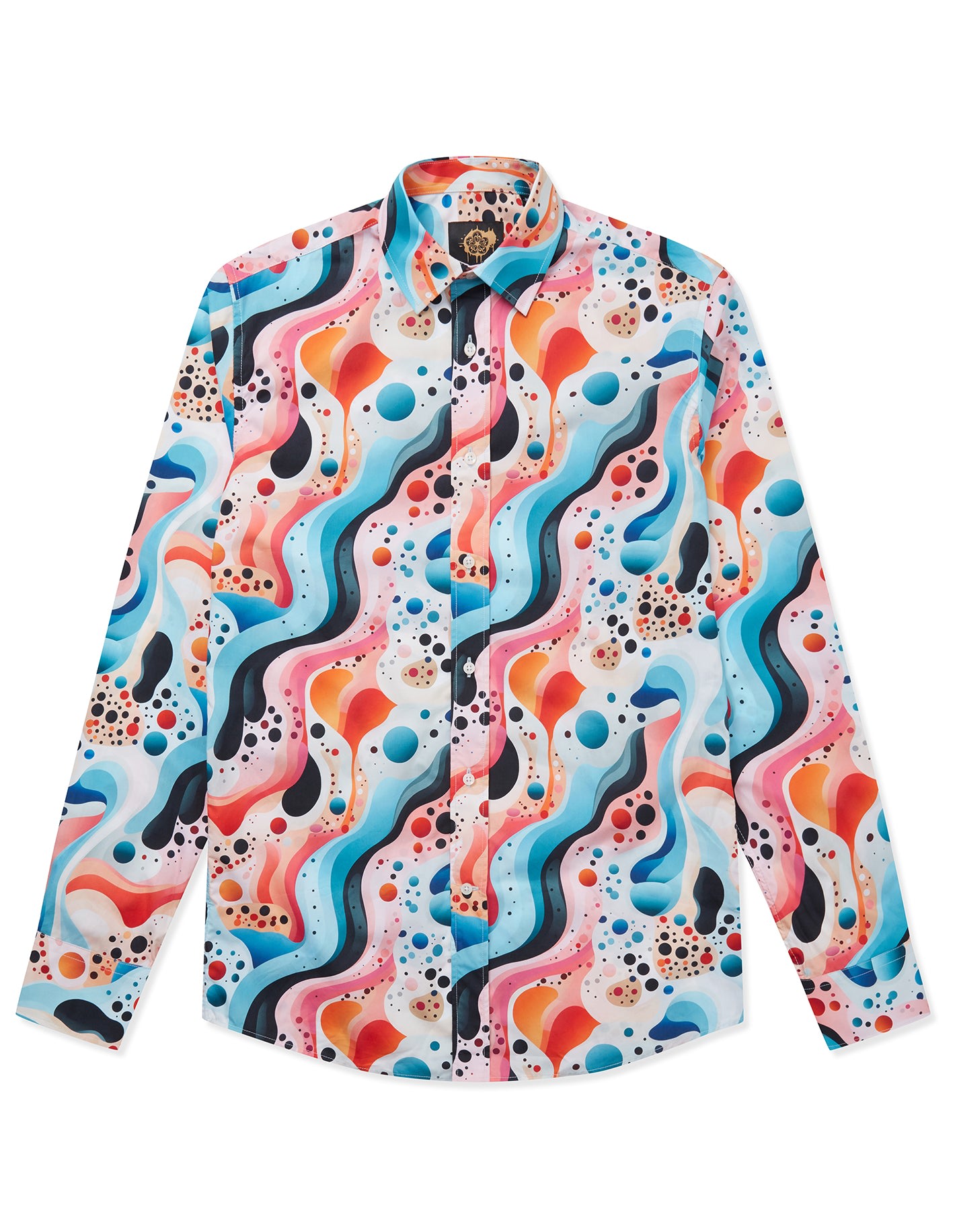 Gresham Blake Men's Colourful Swirl Shirt In Black/blue/orange/pink