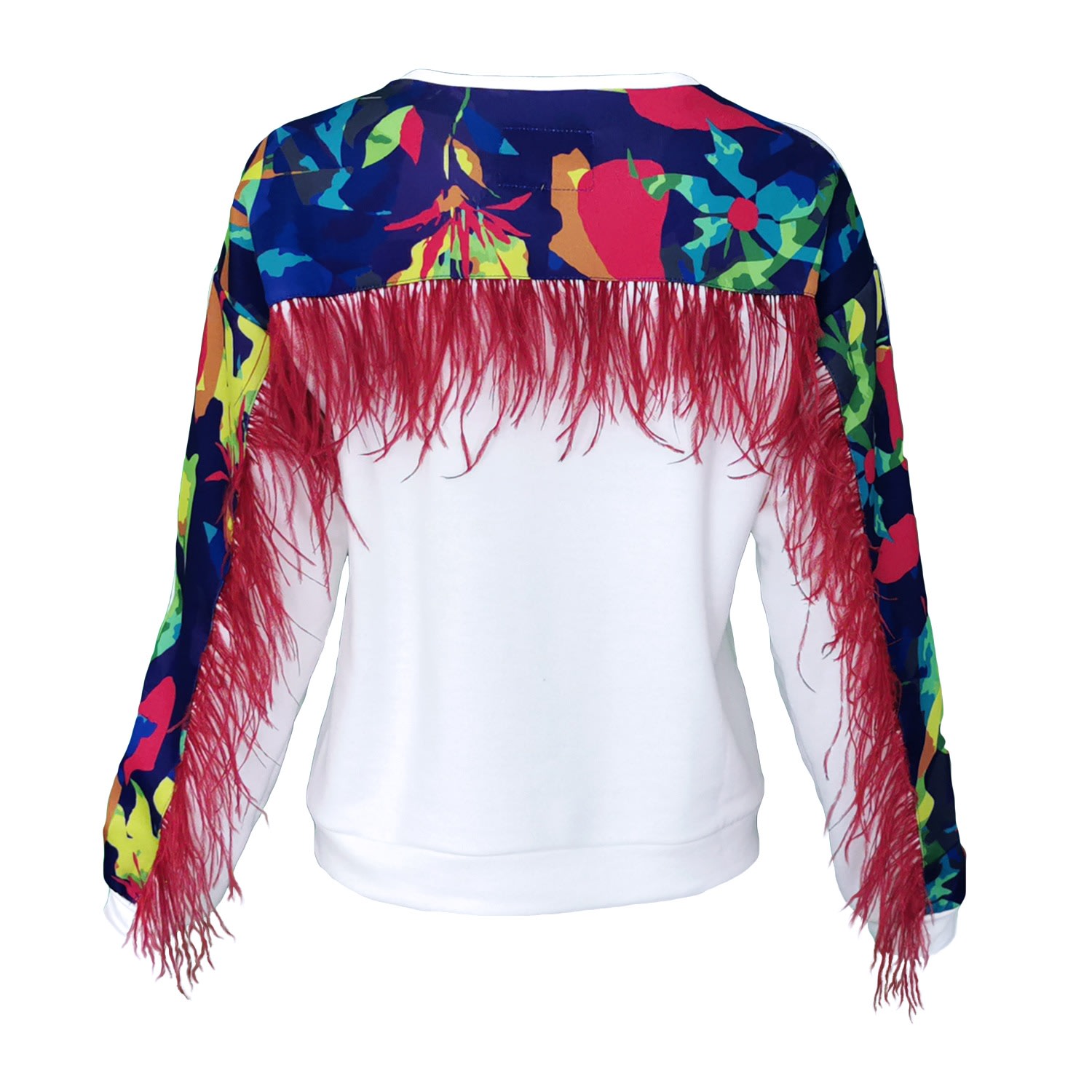 Lalipop Design Women's White Cotton Sweatshirt With Digital Print On The Back Yoke In White