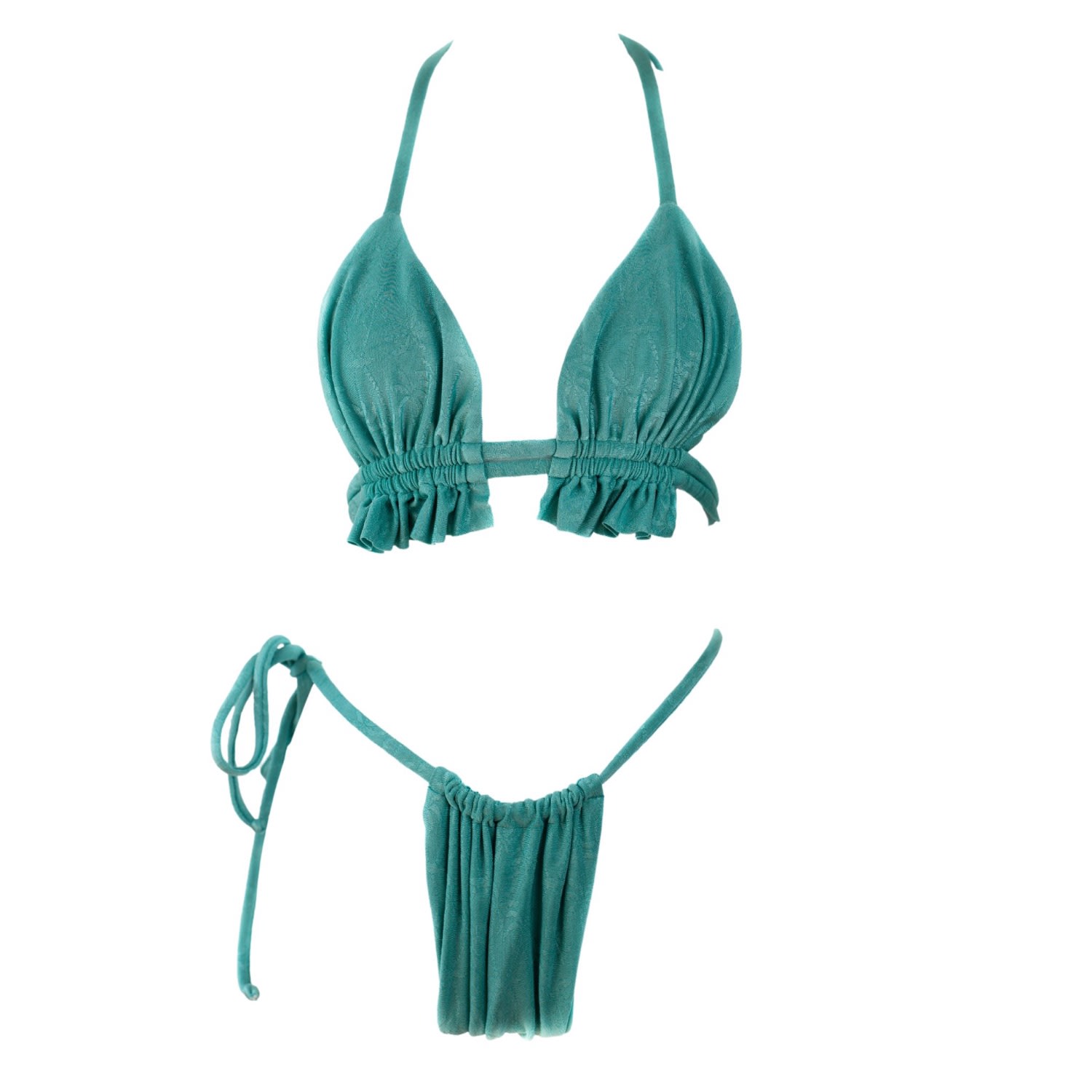 Women’s Mint Ruffle Triangle Bikini Top - Green S/M Bold Swim