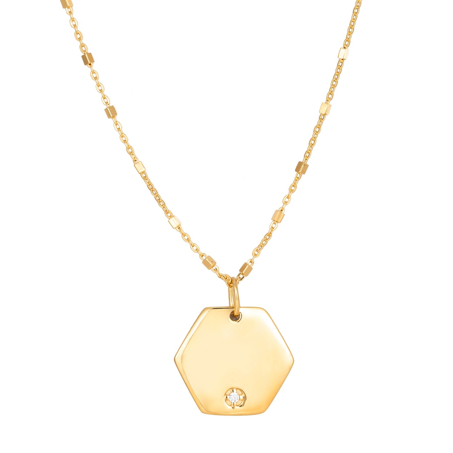 Women’s 22Ct Gold Vermeil Hexagon Cz Necklace Seol + Gold