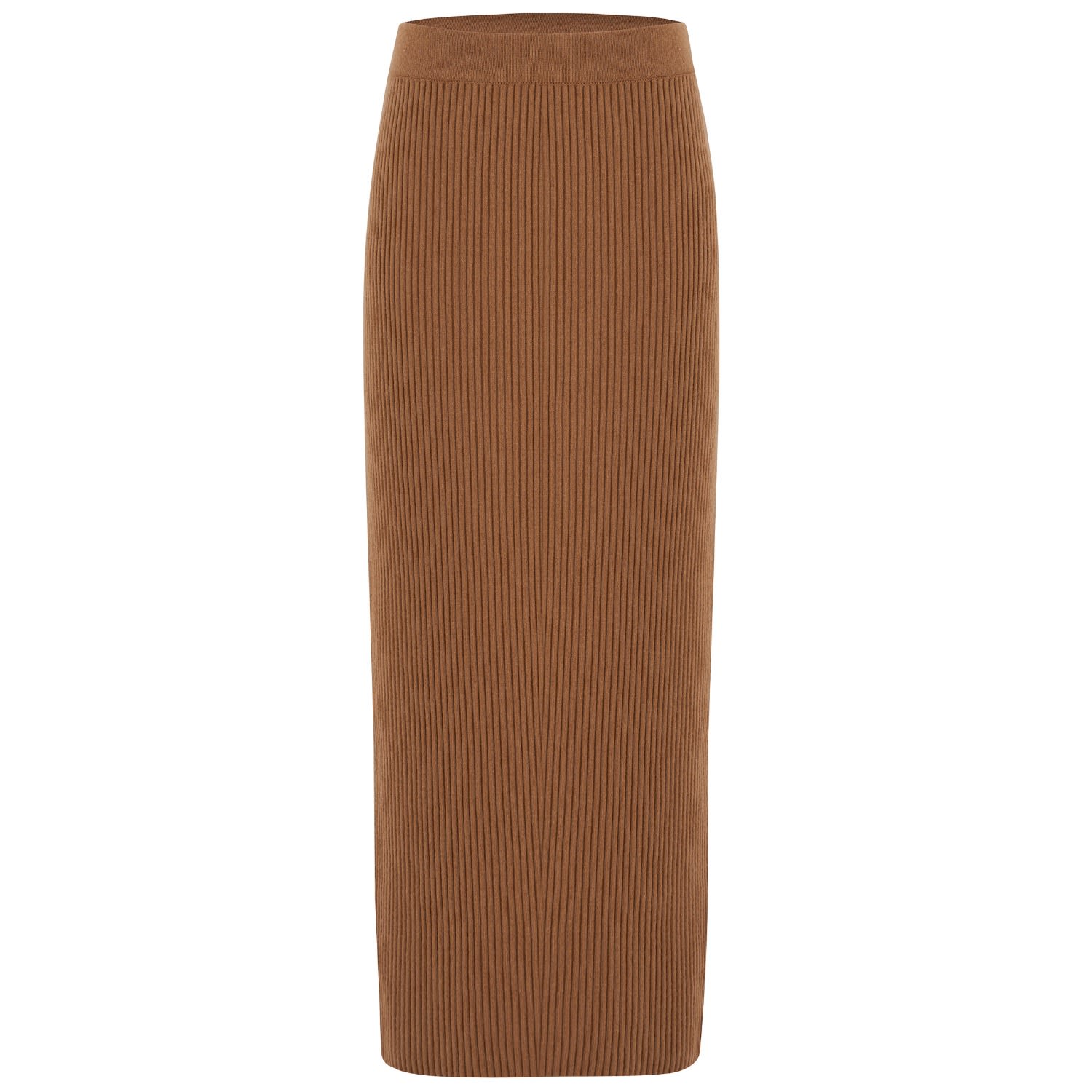 Peraluna Women's Brown Rib Knitted Cashmere Blend Knitwear Pencil Skirt - Camel In Brown