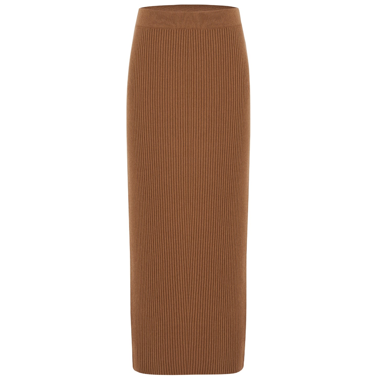 Women’s Brown Rib Knitted Cashmere Blend Knitwear Pencil Skirt - Camel Medium Peraluna