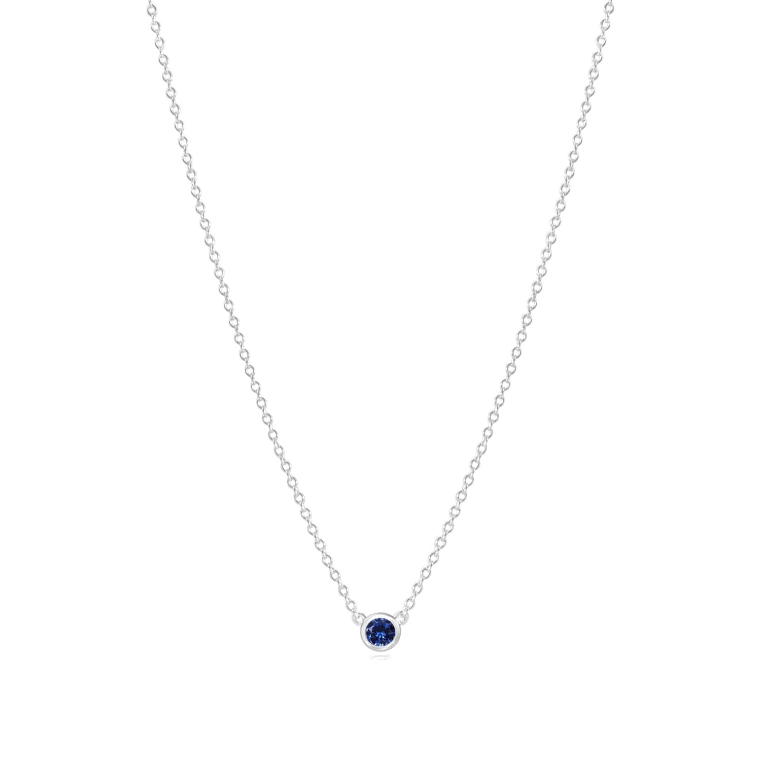 Women’s Sapphire September Birthstone Necklace Recycled Sterling Silver La Cte Club