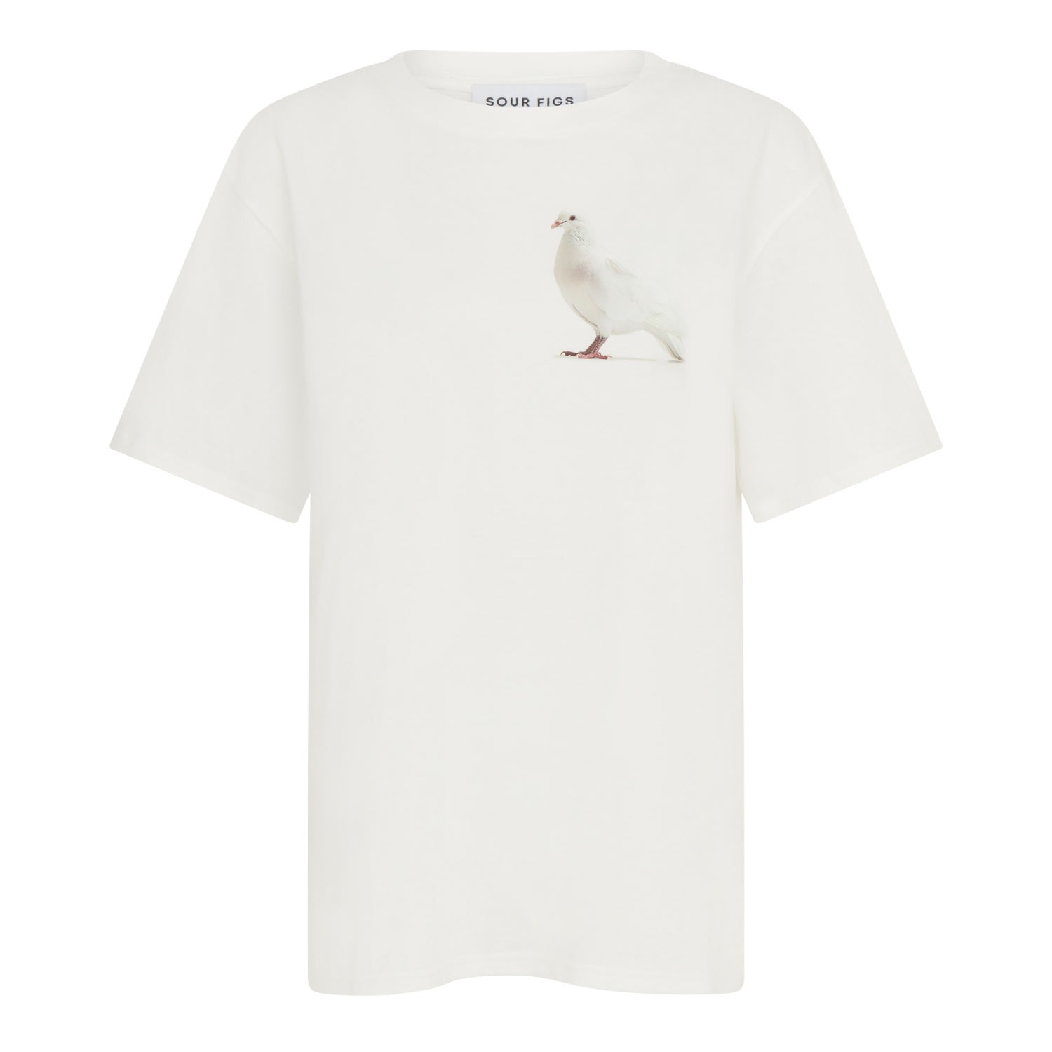 Sour Figs Women's Standing Dove Print Unisex T-shirt In White In White