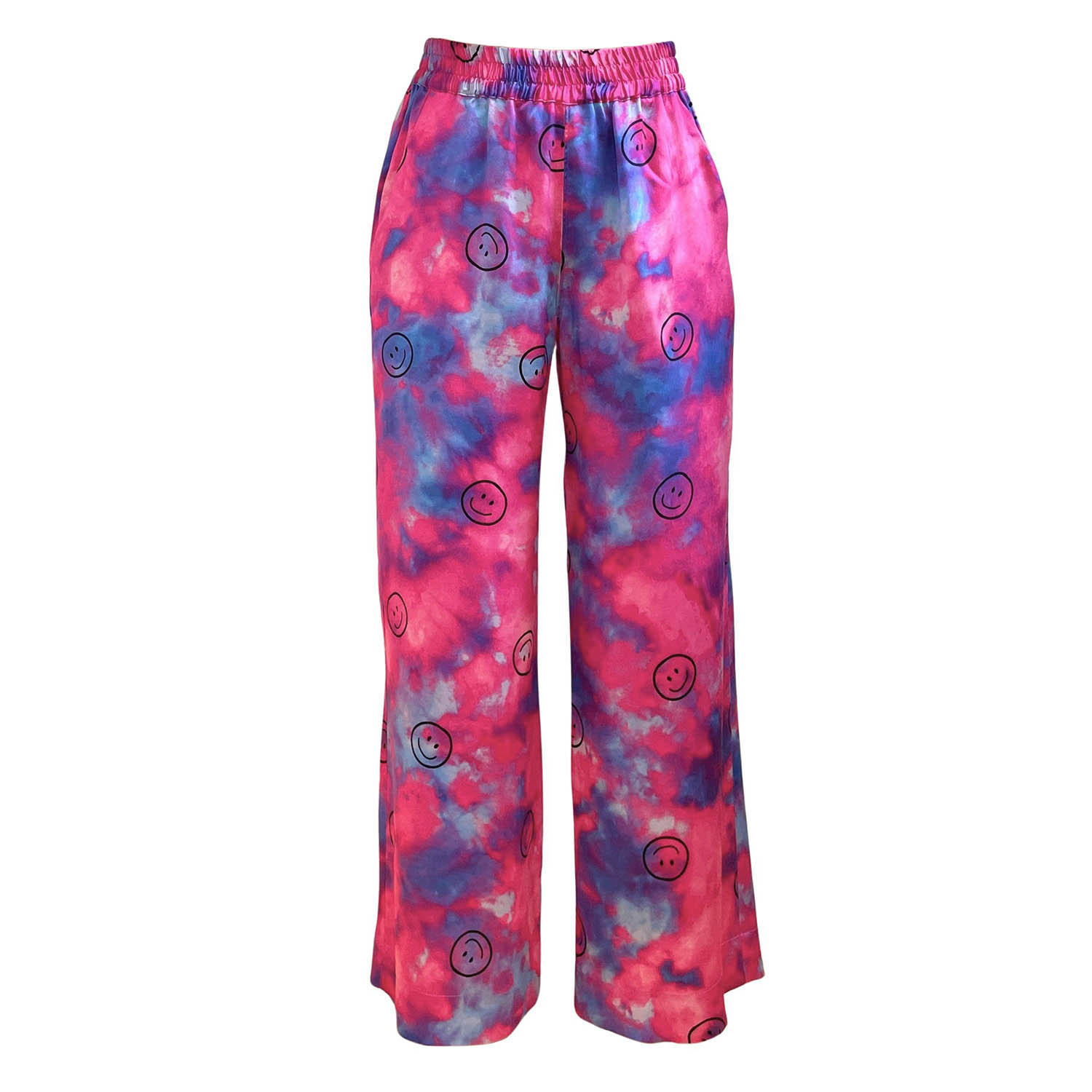 Roy G. Women's Pink / Purple Ultraviolet Smiley Tie Dye Silk Pajama Pants In Pink/purple