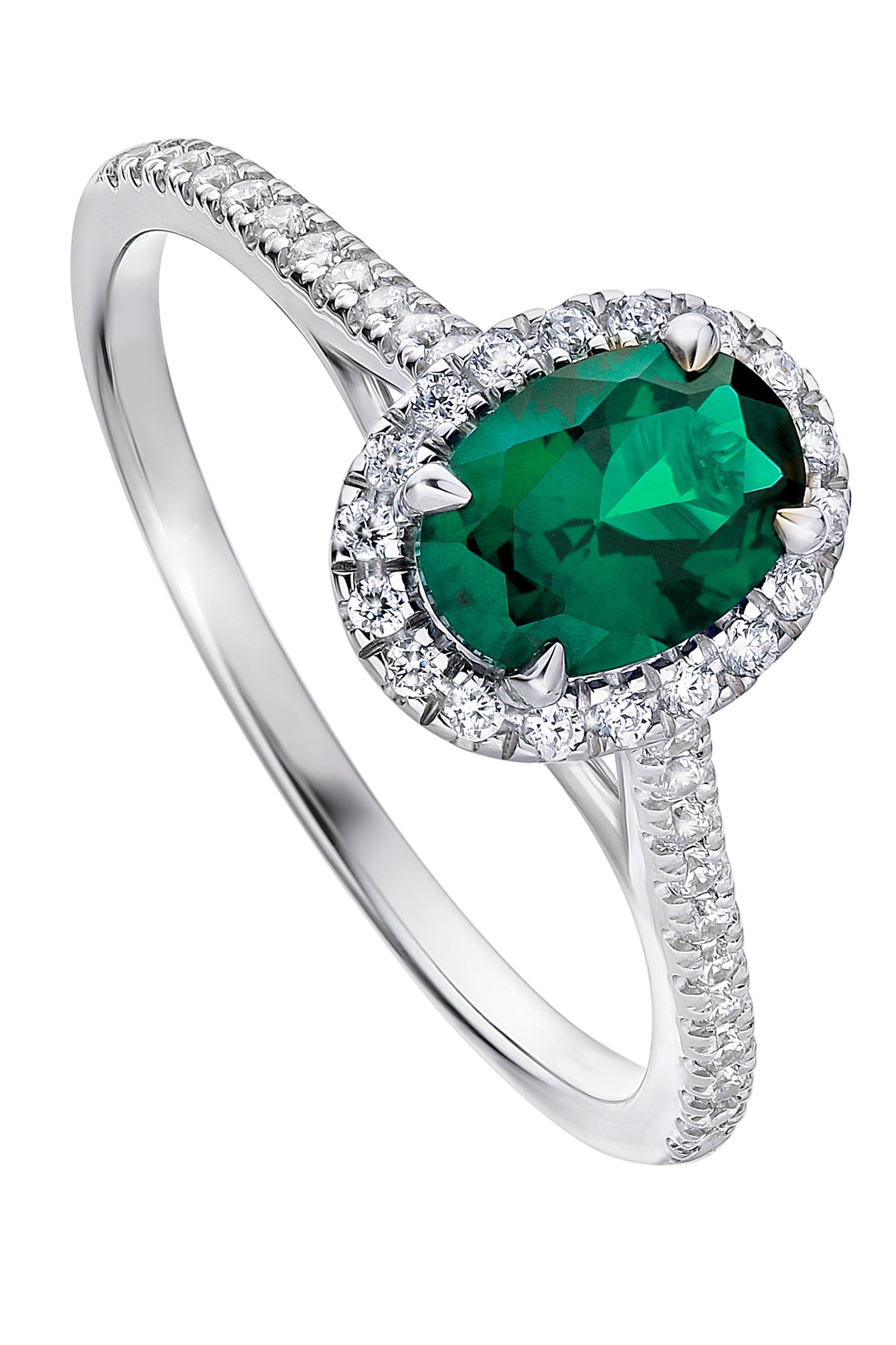 Women’s Green / Silver Rosalind White Gold Lab Grown Diamond & Created Emerald Ring Created Brilliance