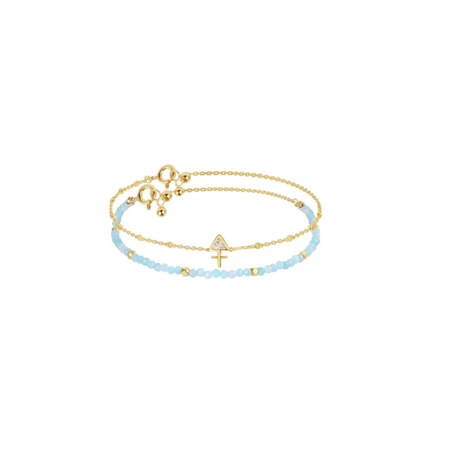 Jiaying Wang Wjy Studio London Men's Gold / Blue Constellation Sagittarius Zodiac Bracelet – Natural Crystal Adjustable In Multi