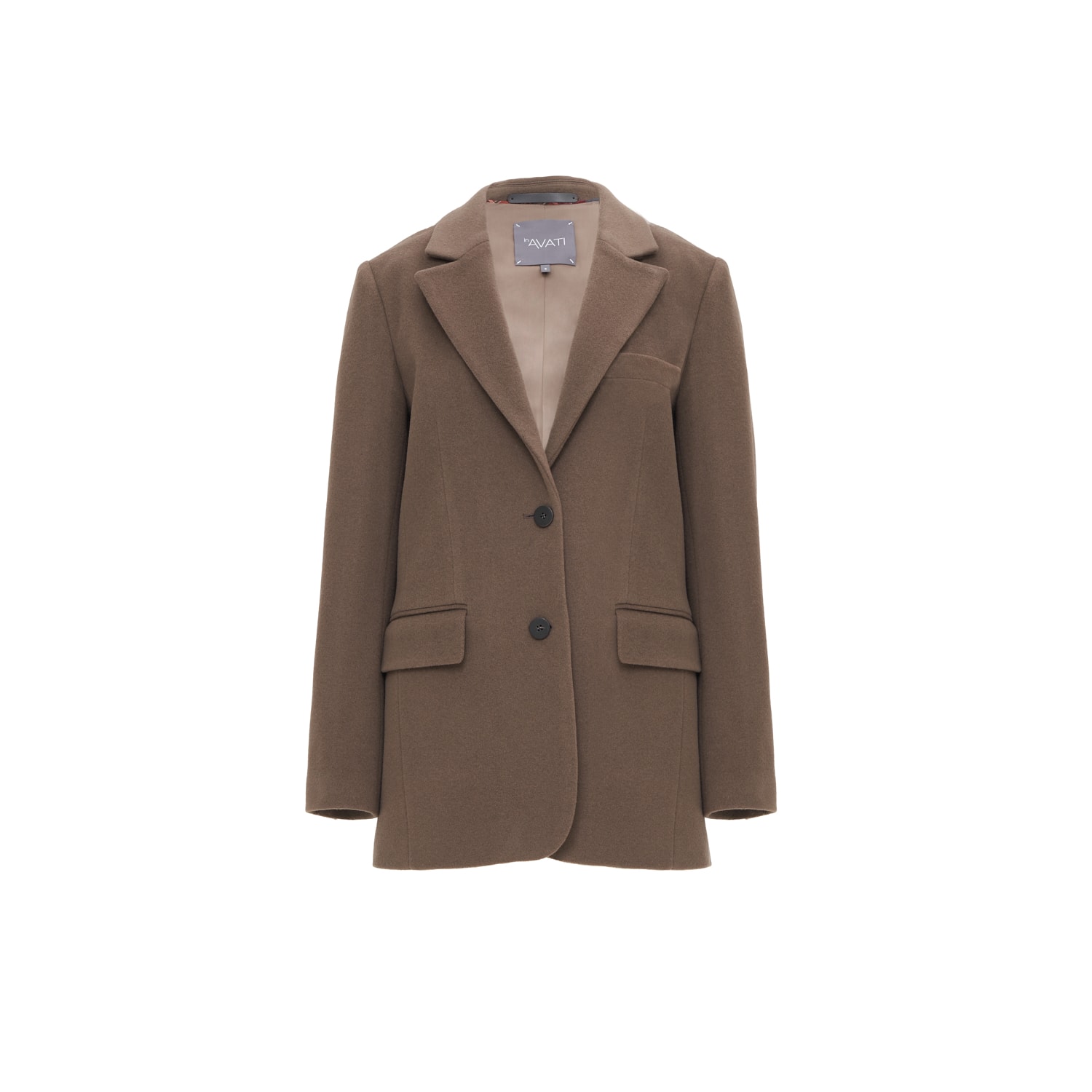 Inavati Women's Brown Single-breasted Cocoa Jacket With Diagonal Split In Brown