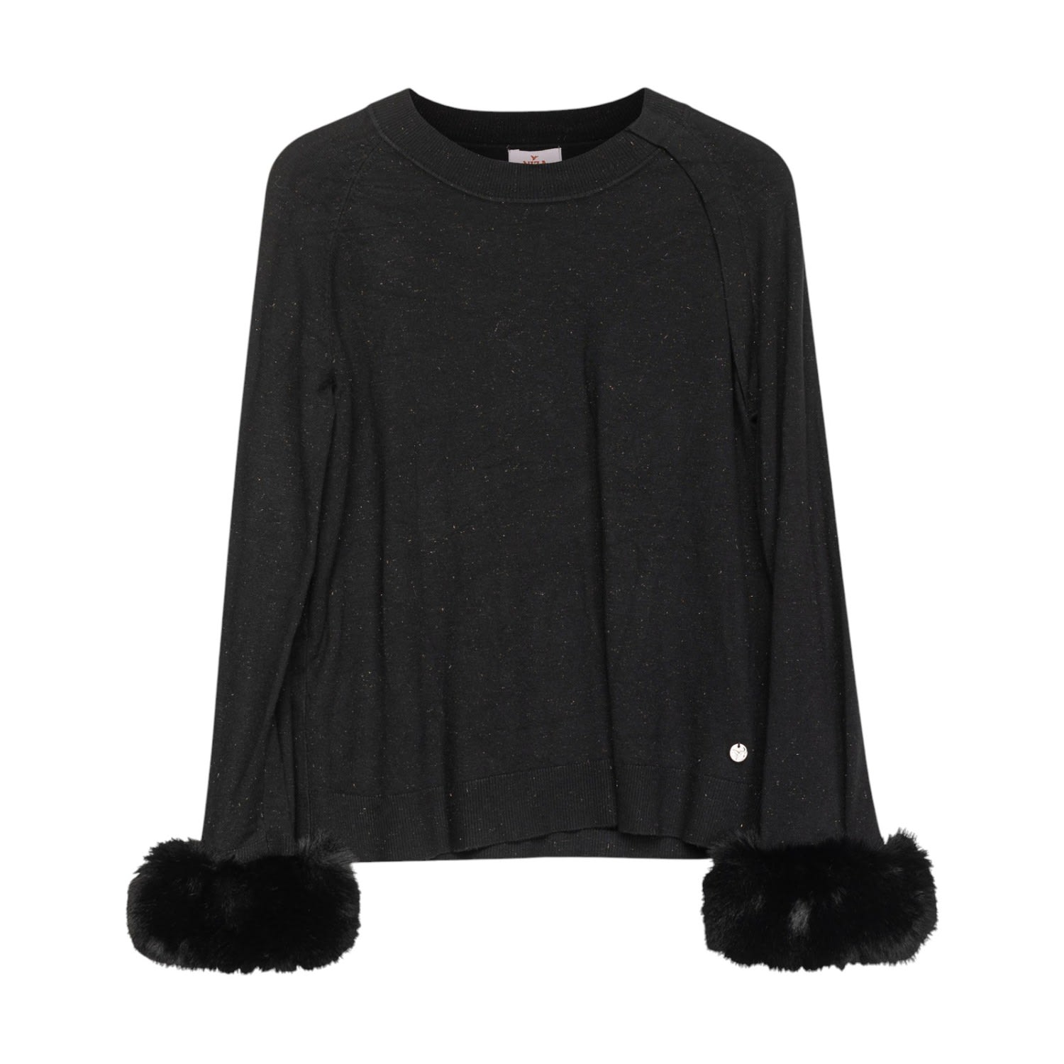 Niza Women's Rita Black Fur Sweater In Black