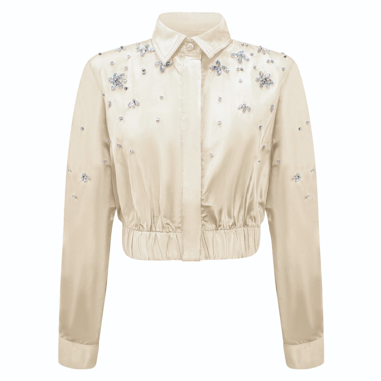 Roch Perel Women's Neutrals / White / Silver Ivory Embellished Taffeta Shirt In Neutral
