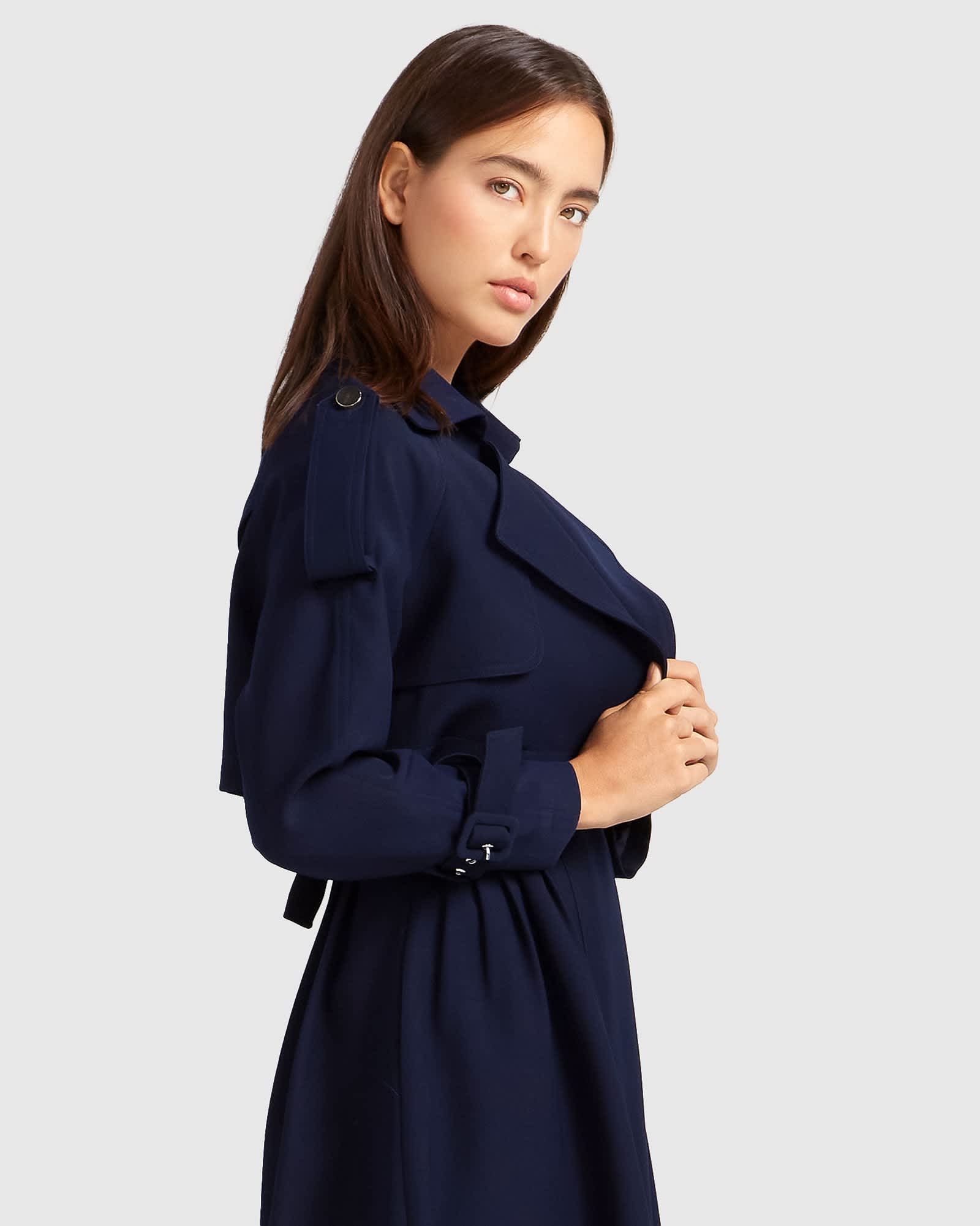 Manhattan Cropped Trench - Blue | Belle & Bloom | Wolf & Badger