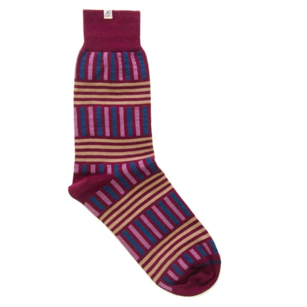 40 COLORI Wine Vertical & Horizontal Lines Organic Cotton Socks